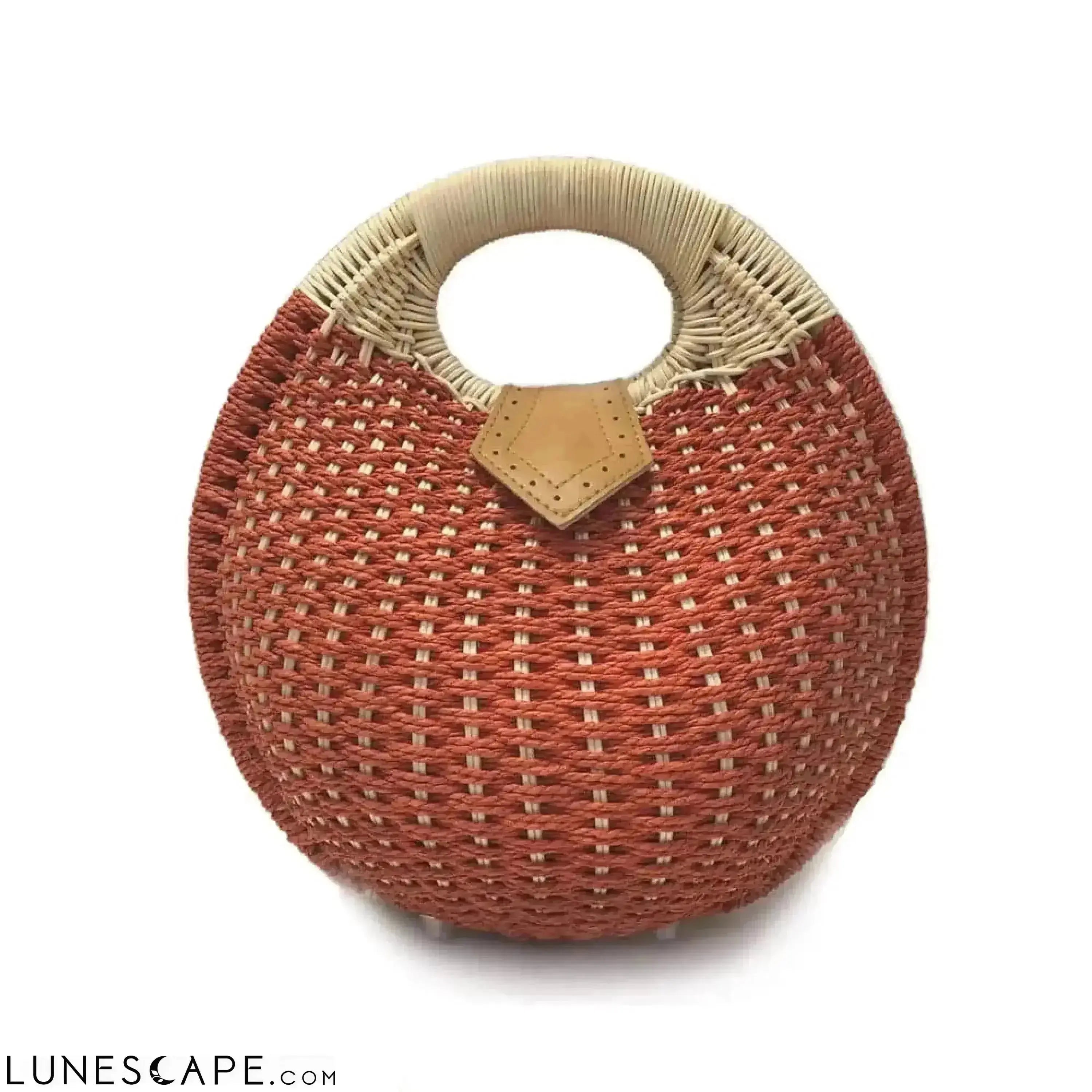 Top Handle Wicker Handbag in Beige or Rust LUNESCAPE