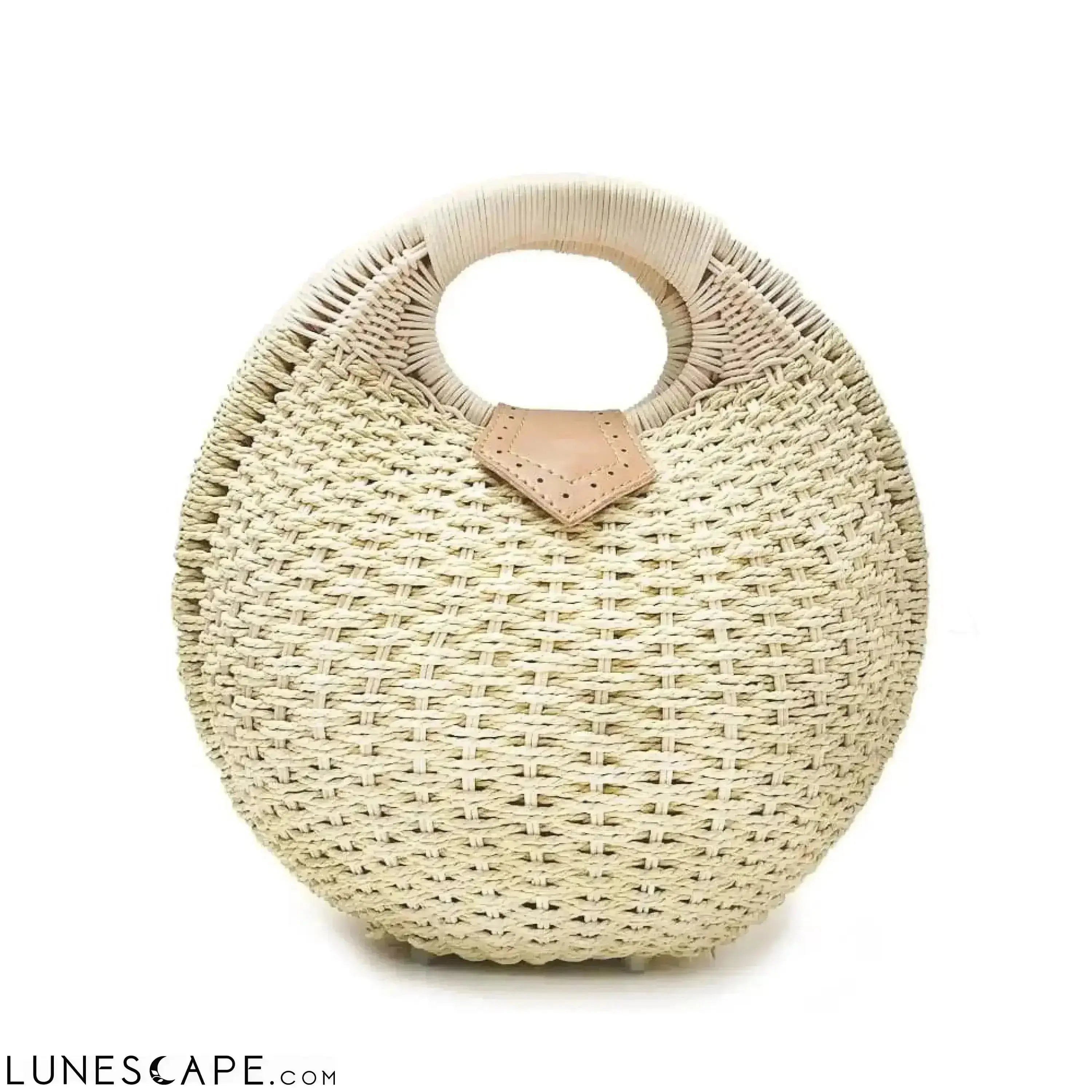 Top Handle Wicker Handbag in Beige or Rust LUNESCAPE