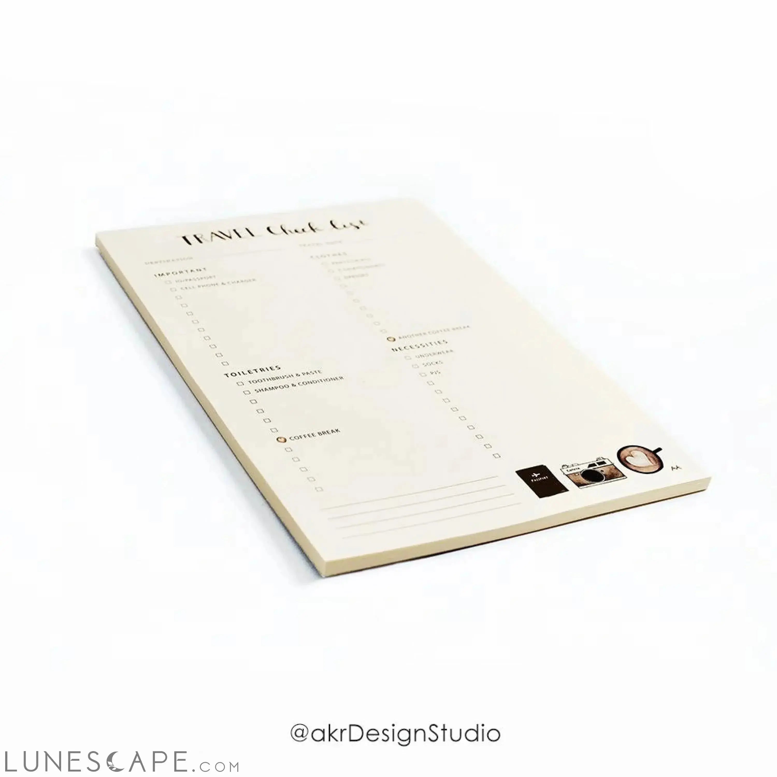Travel Checklist Notepad LUNESCAPE