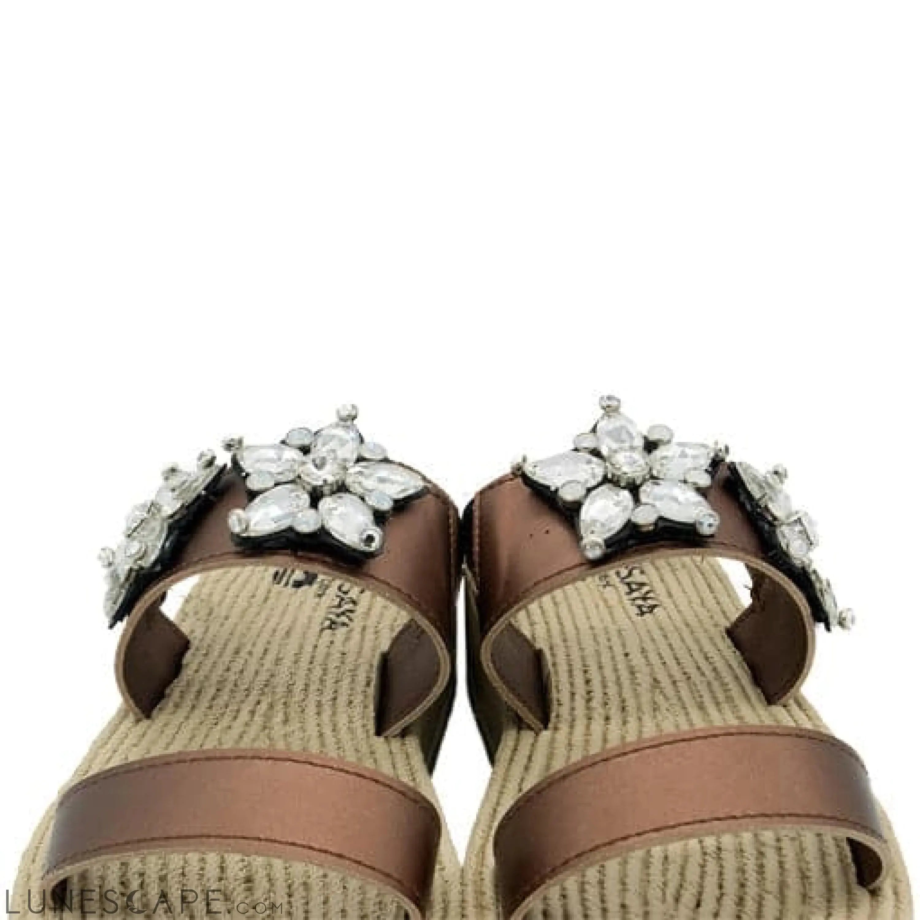 Two Stars - Crystal Rhinestone Embellished - Waterproof Espadrille Platform Wedge Heels Sandals for Women LUNESCAPE