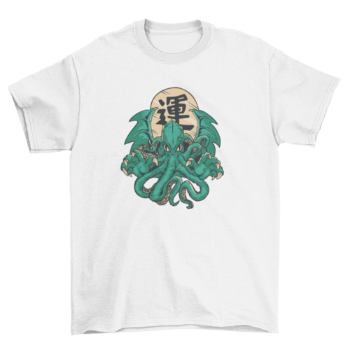 Awesome Cthulhu monster tentacles with good luck character t-shirt LUNESCAPE