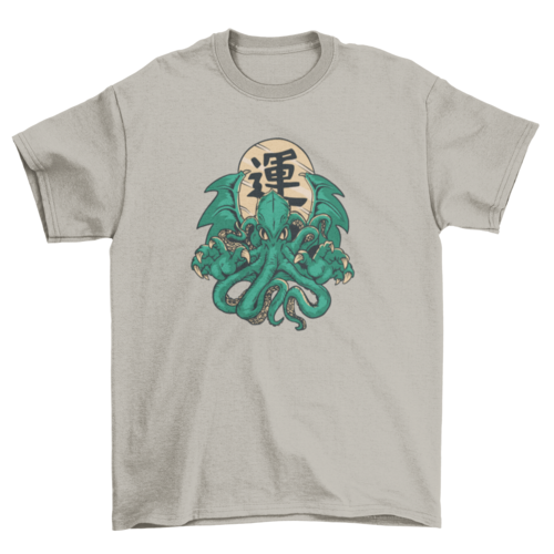 Awesome Cthulhu monster tentacles with good luck character t-shirt LUNESCAPE