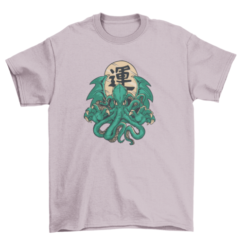 Awesome Cthulhu monster tentacles with good luck character t-shirt LUNESCAPE