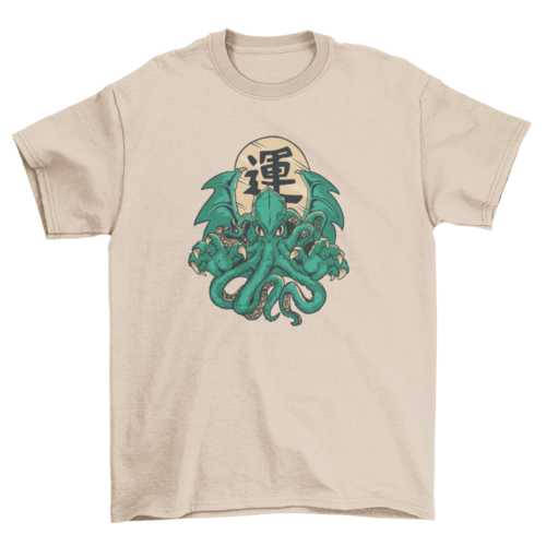 Awesome Cthulhu monster tentacles with good luck character t-shirt LUNESCAPE