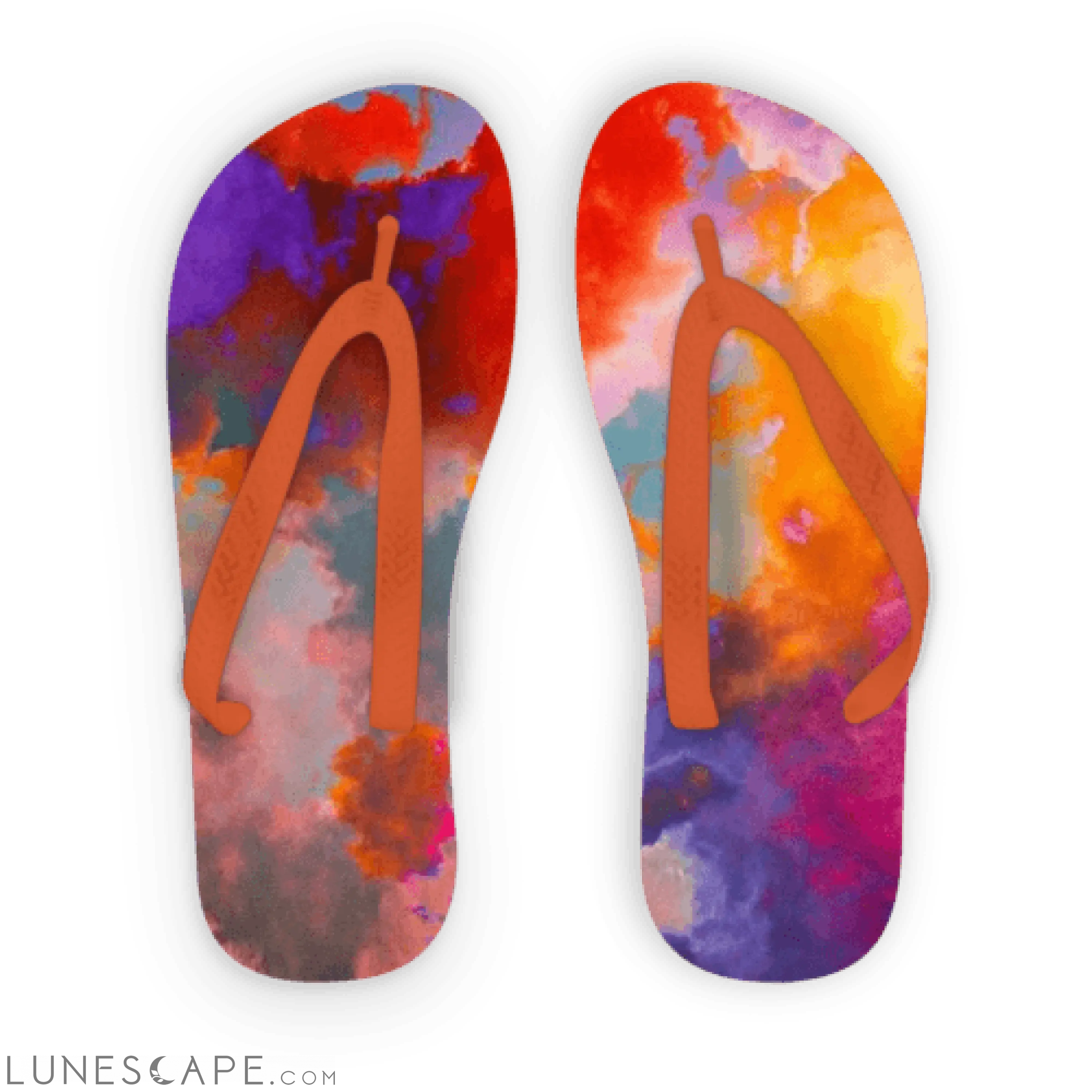 Watercolor Adult Flip Flops LUNESCAPE