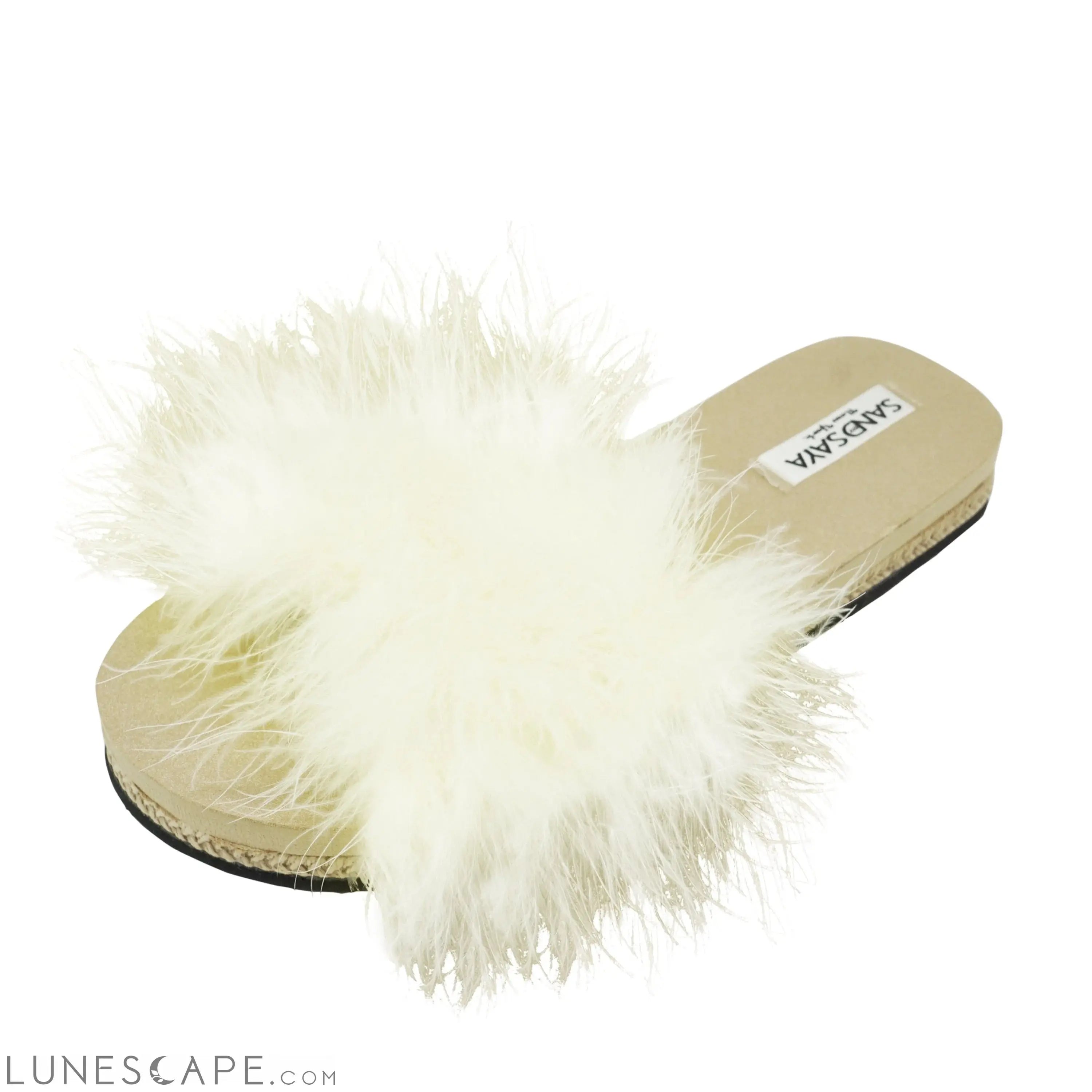 White Feather - Espadrille Flat Womens Slide Slipper LUNESCAPE