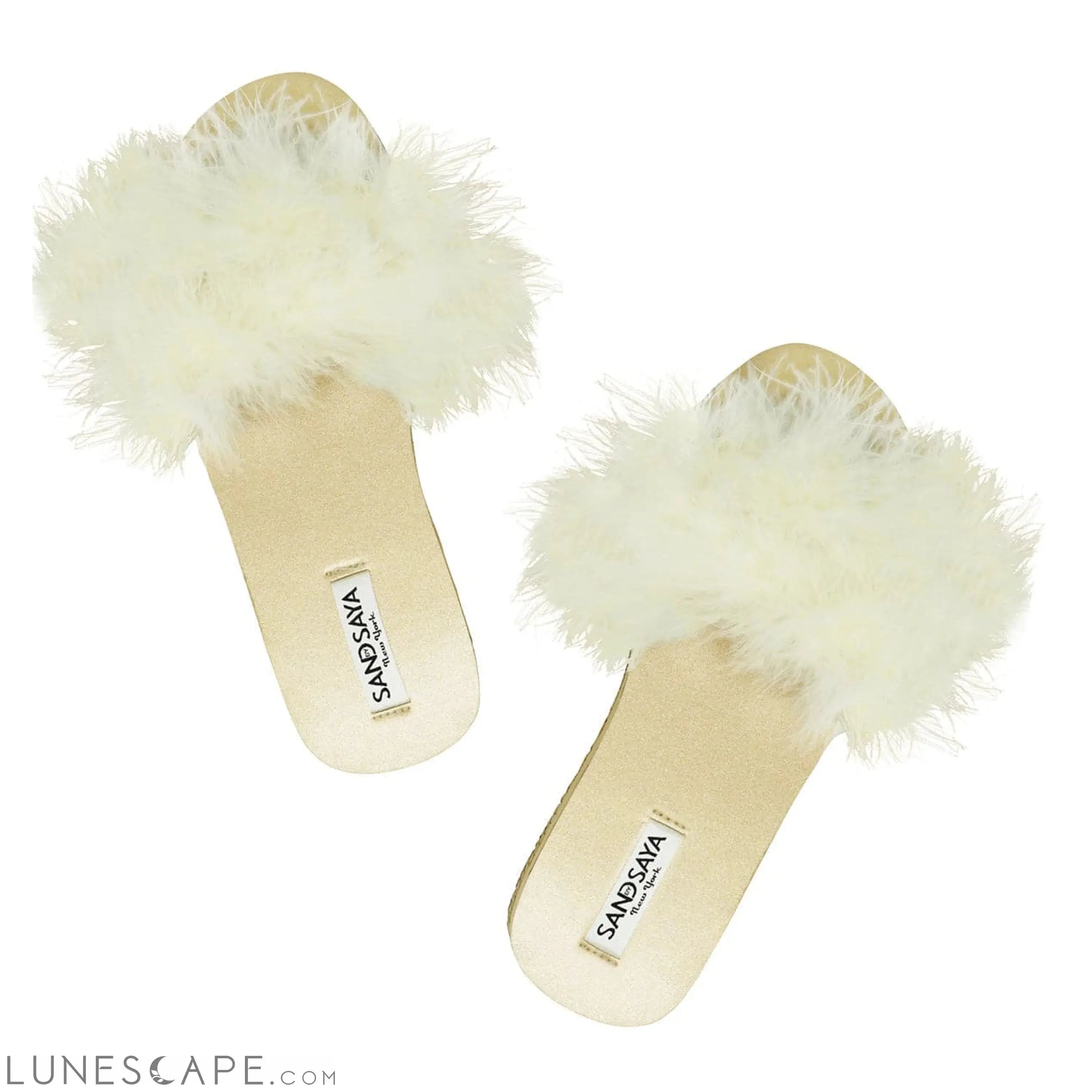 White Feather - Espadrille Flat Womens Slide Slipper LUNESCAPE