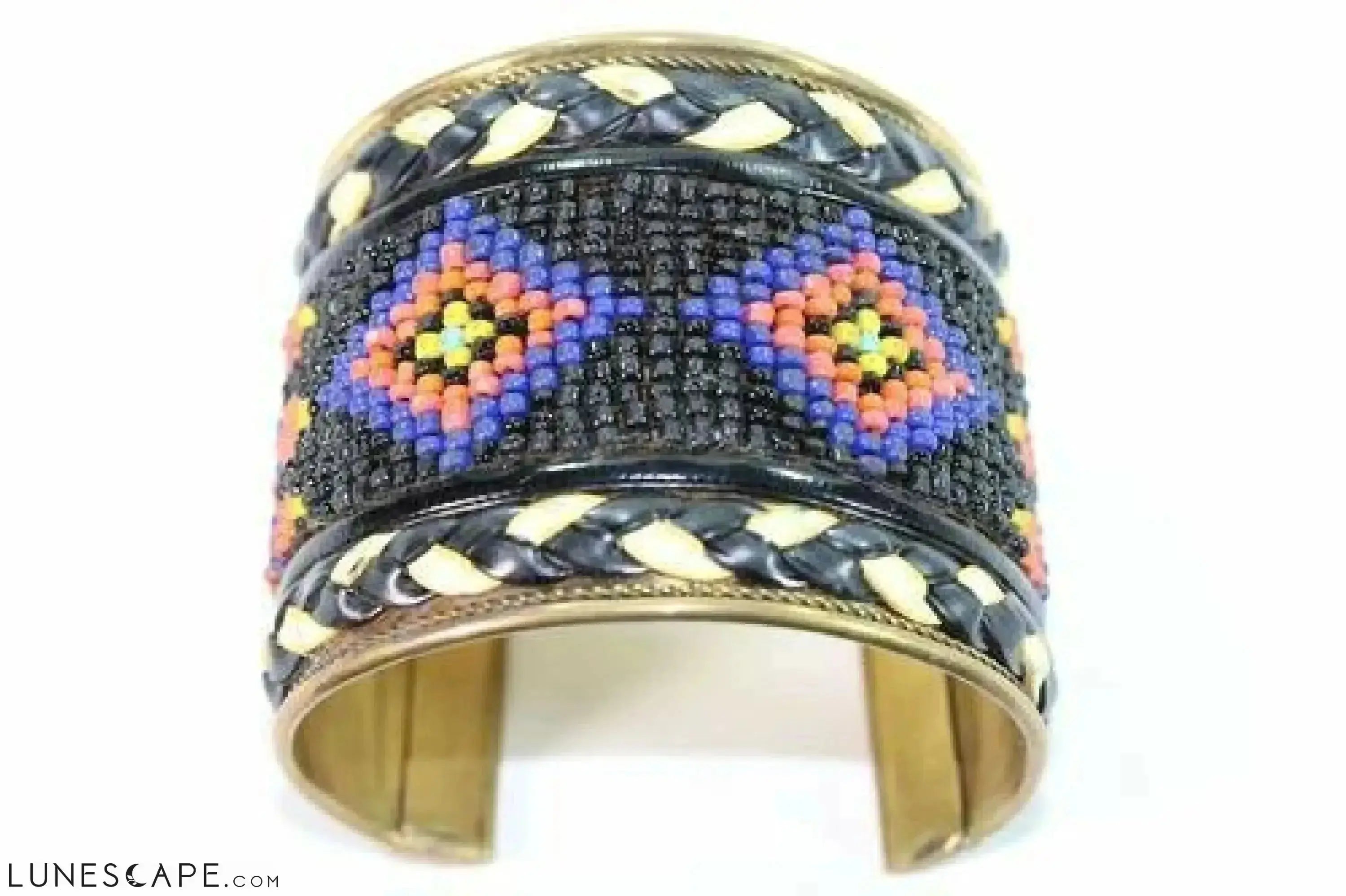 Wide Beaded Cuff - Orange / Blue / Yellow LUNESCAPE