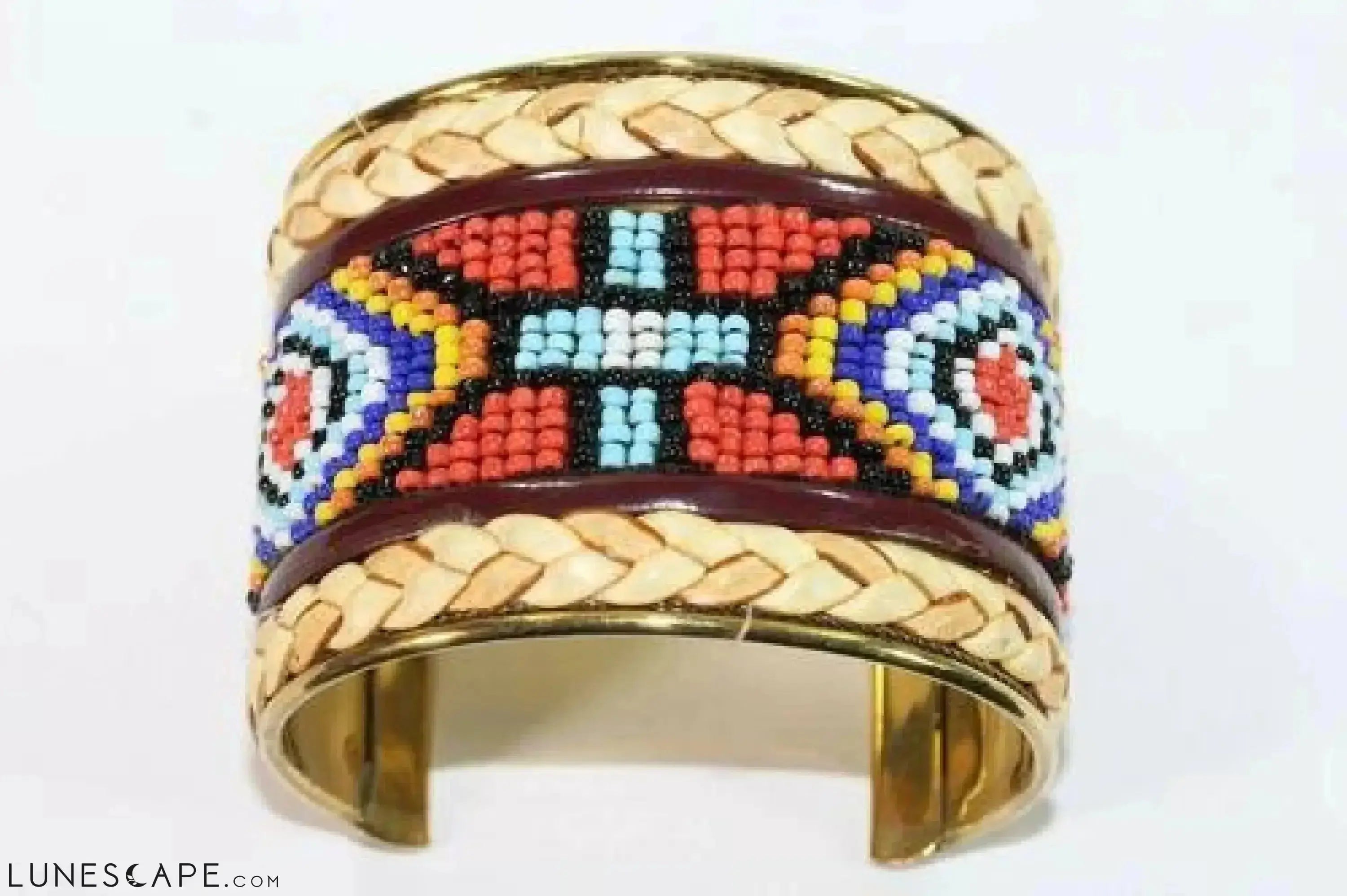 Wide Beaded Cuff - Yellow / Orange / Red LUNESCAPE