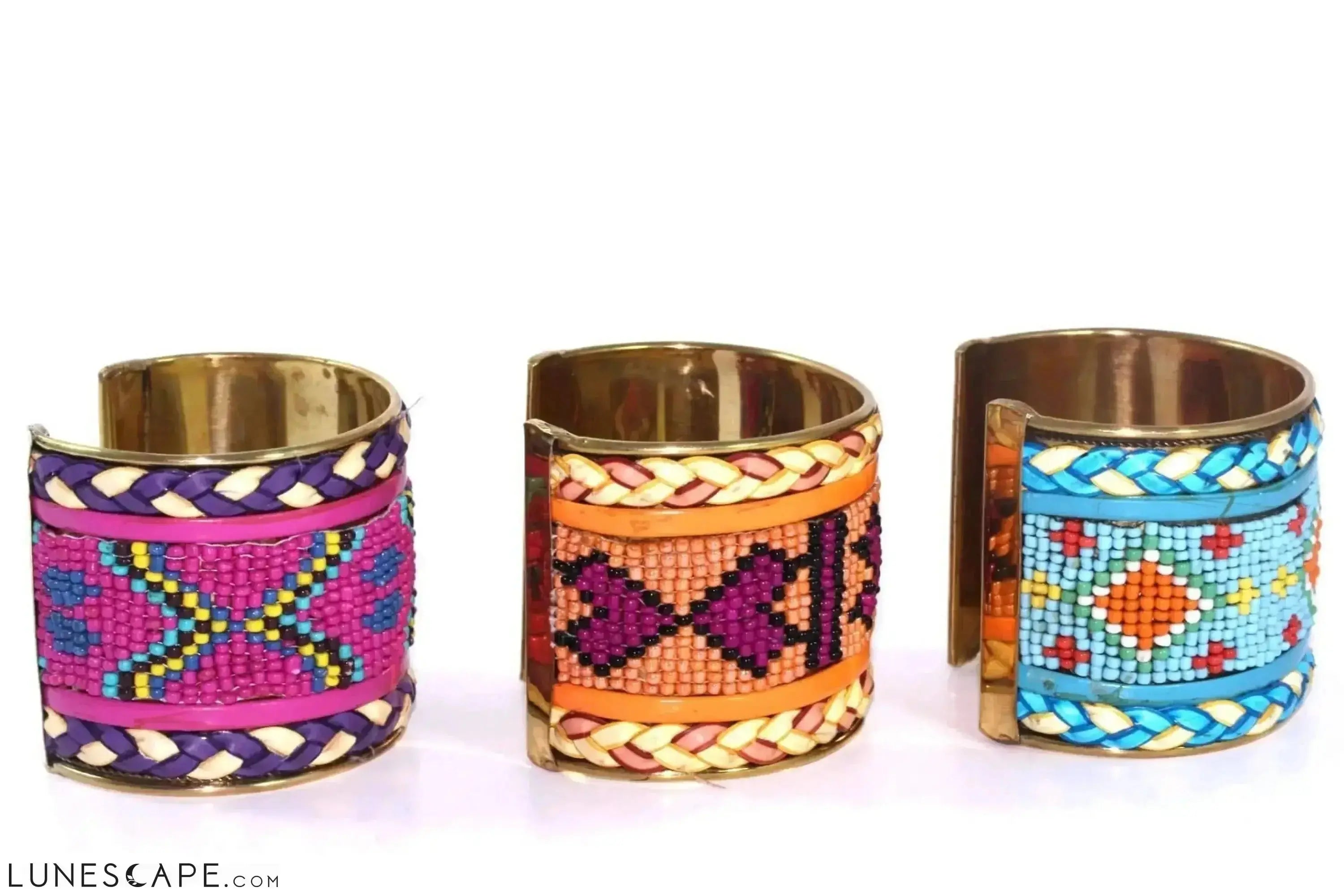 Wide Beaded Cuff - Yellow / Orange / Red LUNESCAPE