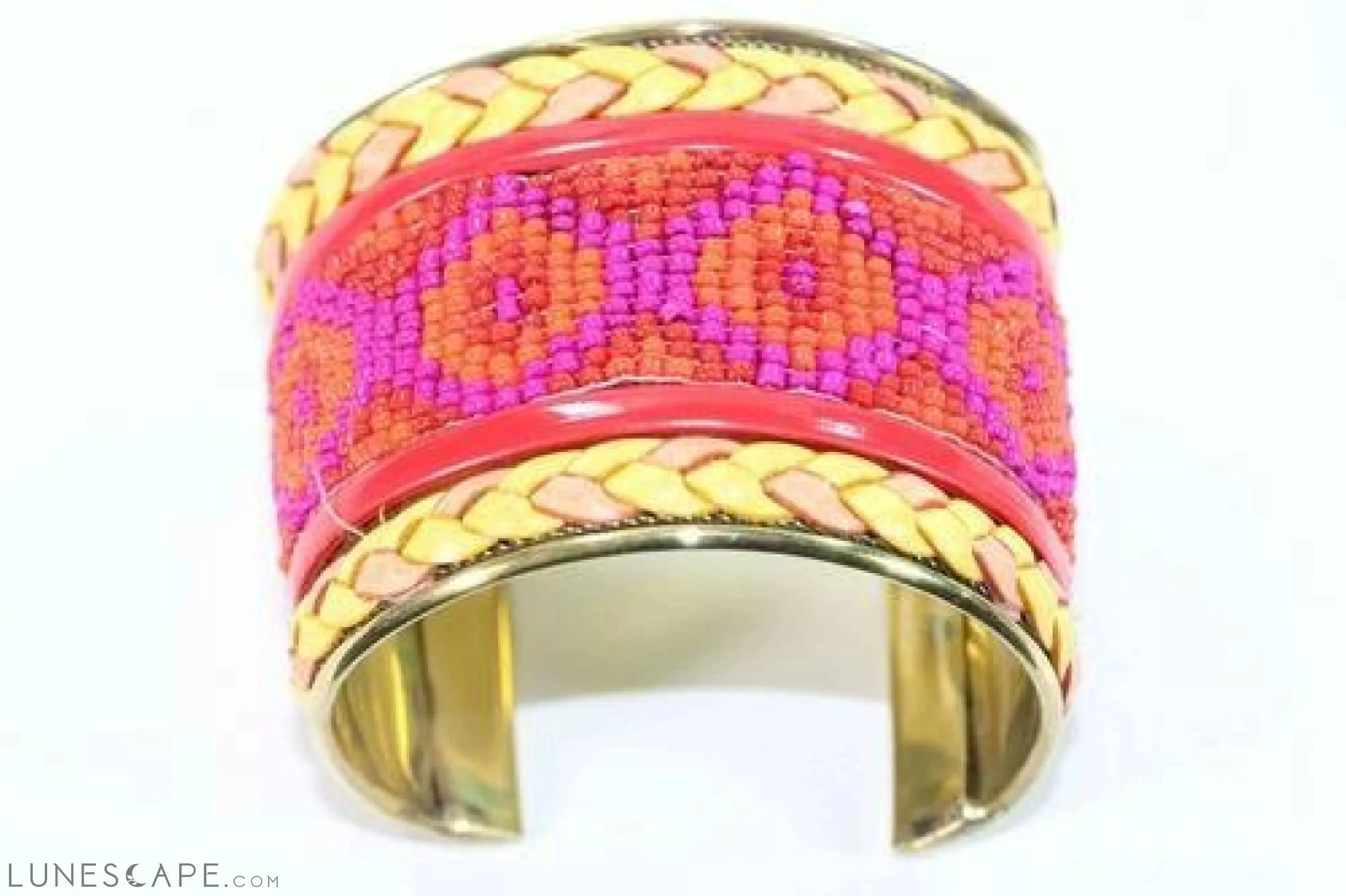 Wide Beaded Cuff - Yellow / Pink / Blue / Green LUNESCAPE