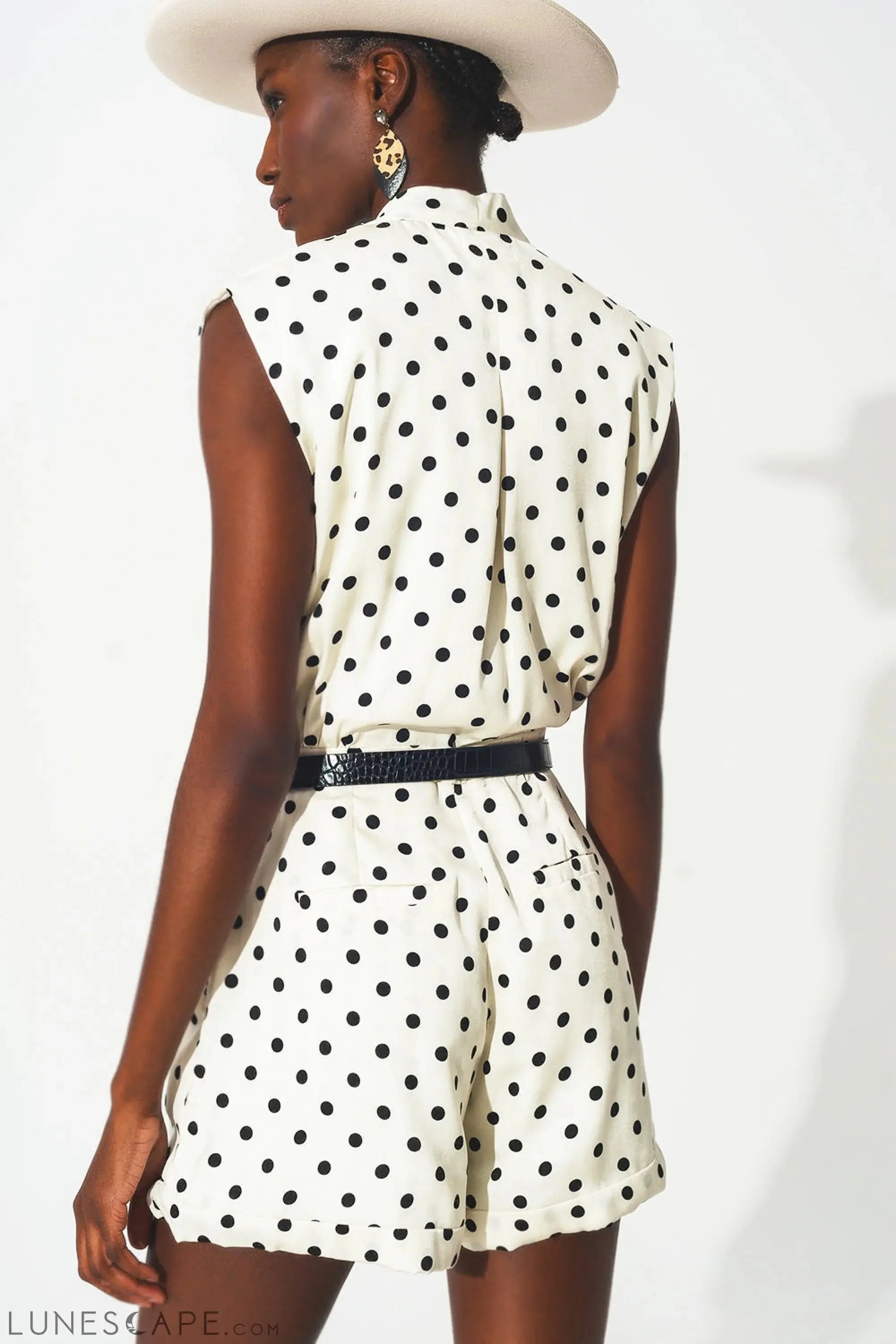 Wrap Playsuit in Polka Dot Print LUNESCAPE