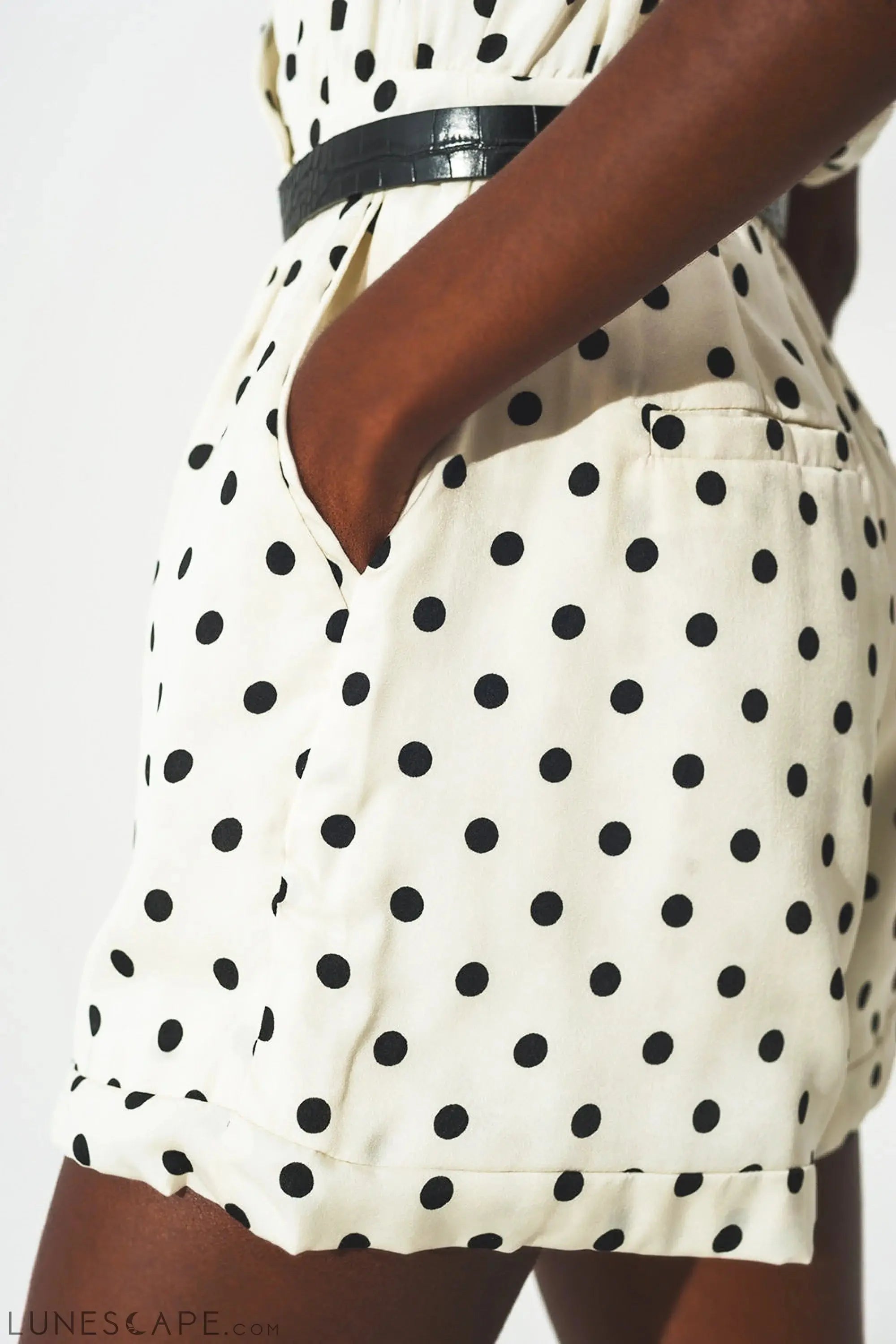 Wrap Playsuit in Polka Dot Print LUNESCAPE