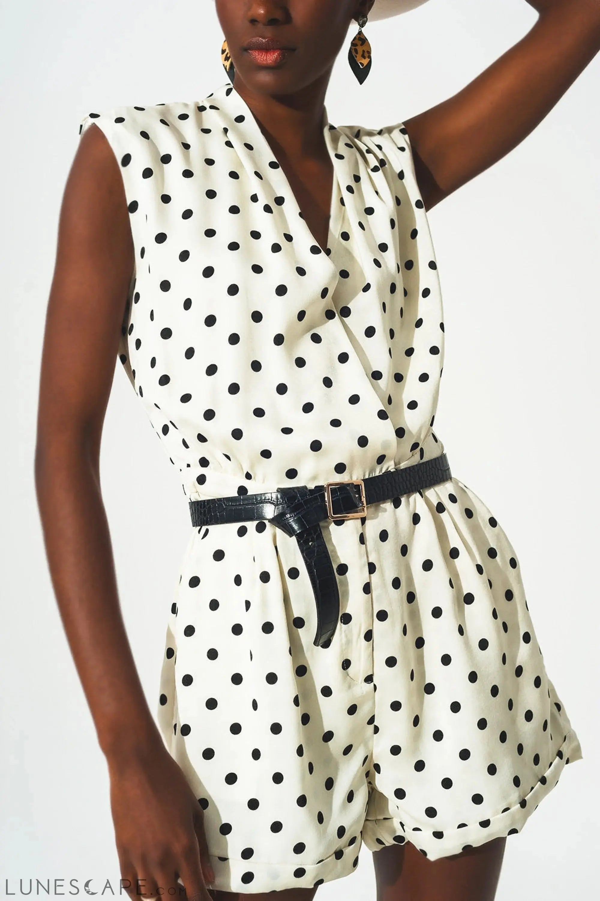 Wrap Playsuit in Polka Dot Print LUNESCAPE