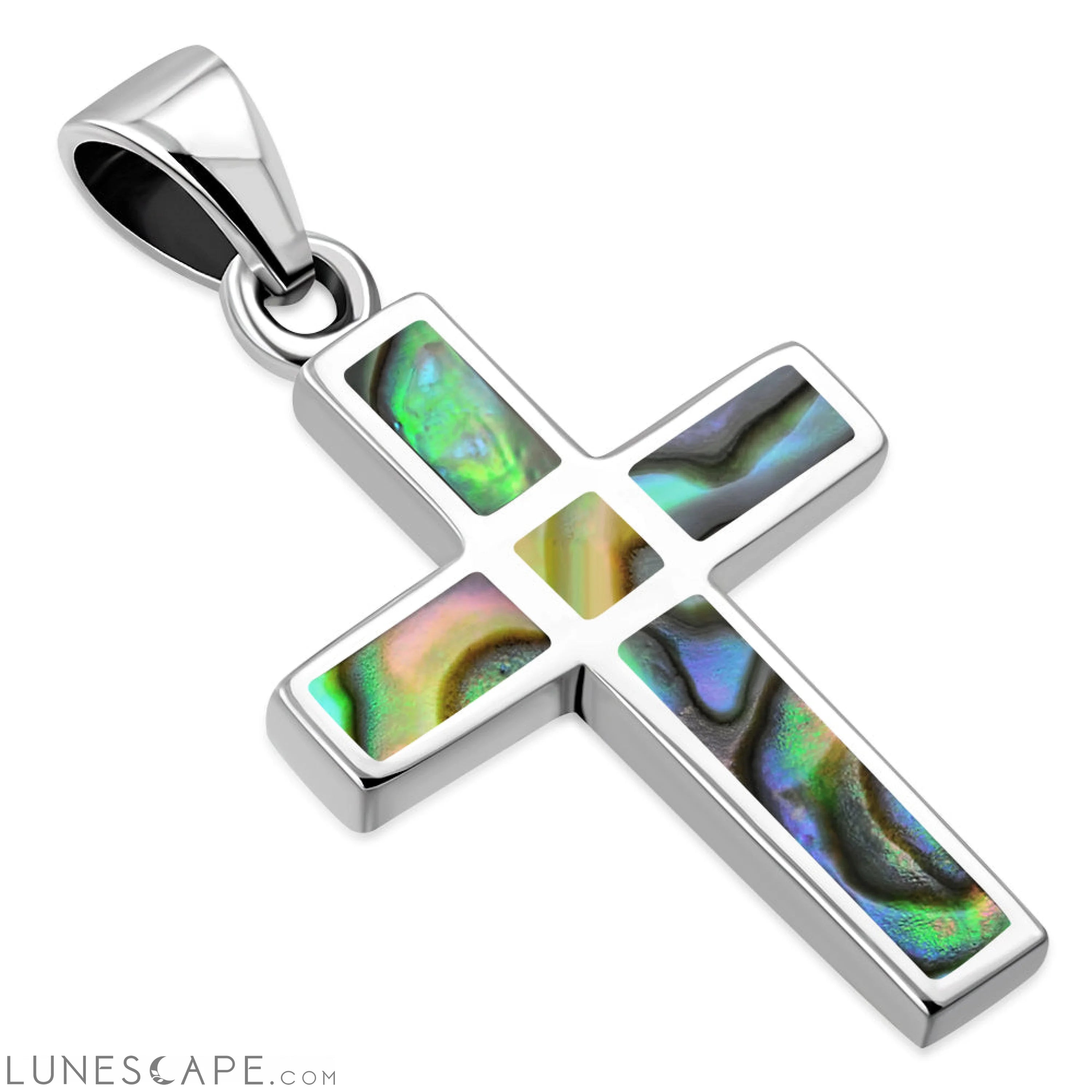 Abalone Shell Cross Silver Pendant LUNESCAPE