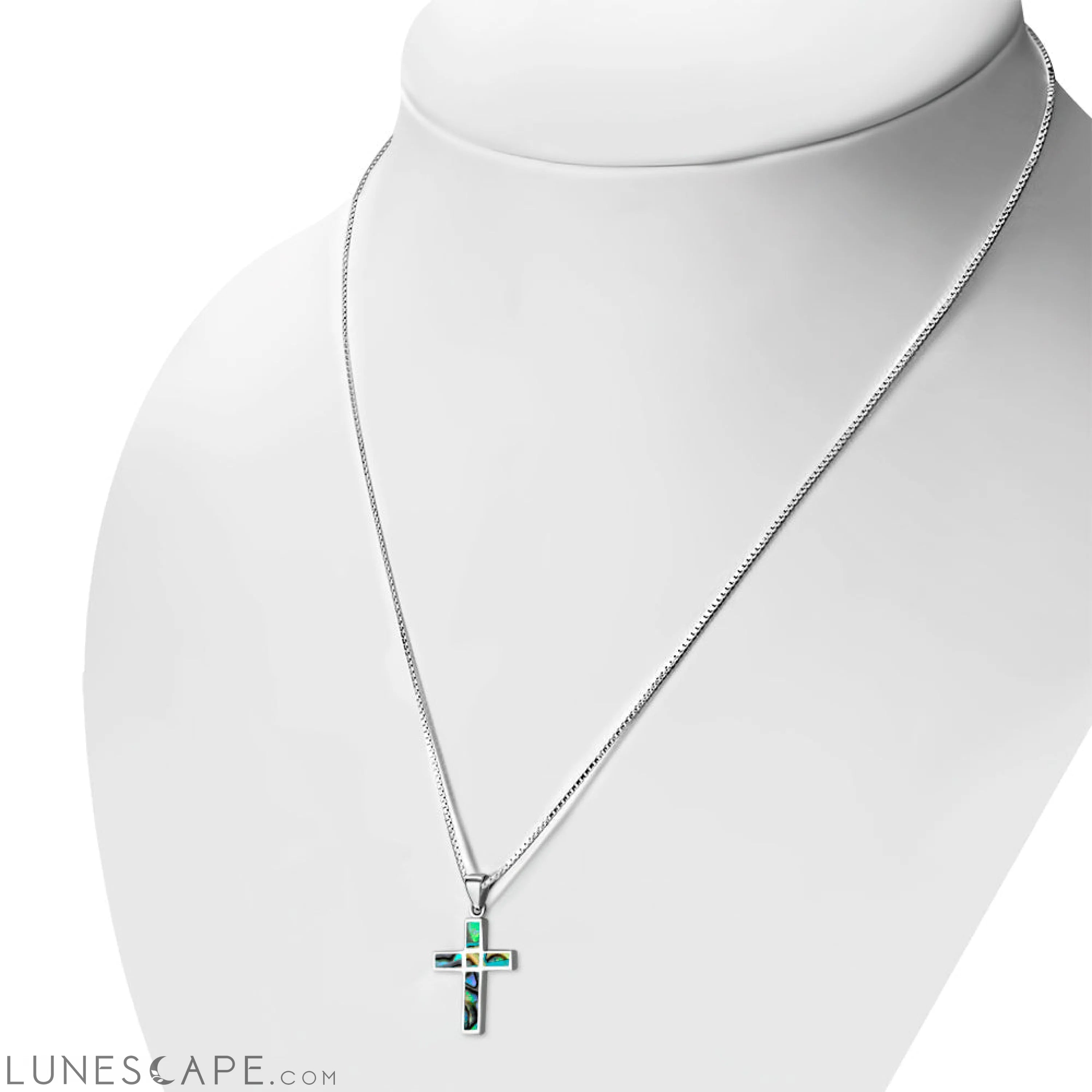 Abalone Shell Cross Silver Pendant LUNESCAPE