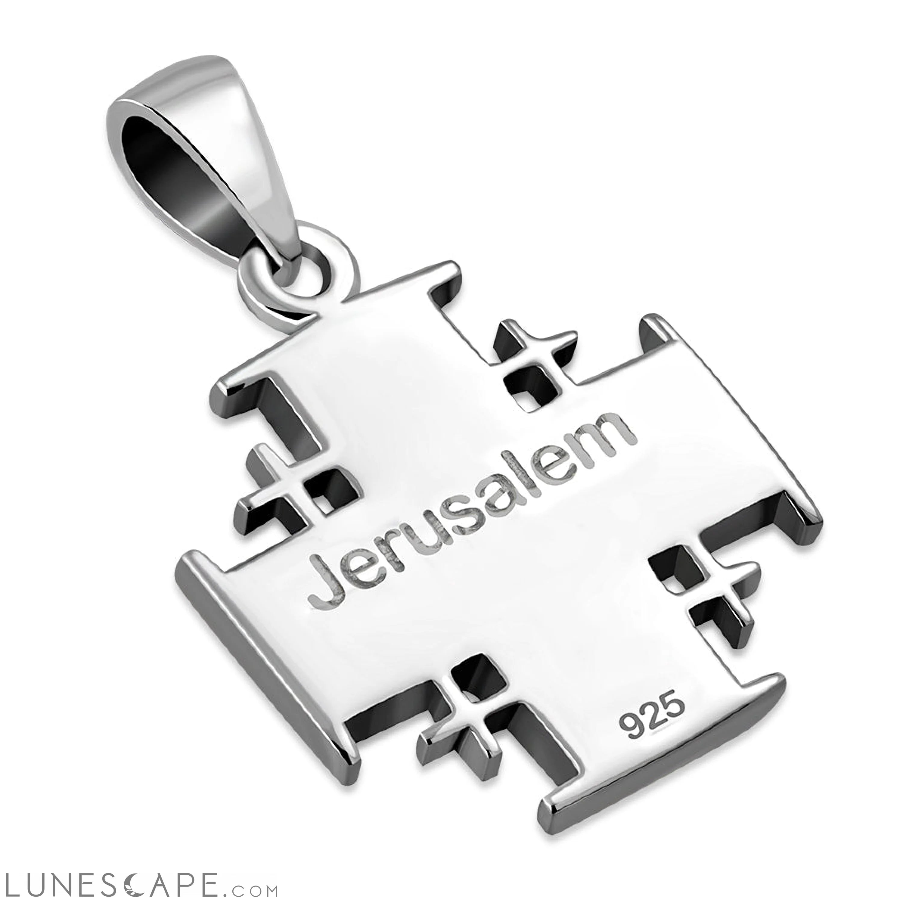 Abalone Shell Jerusalem Cross Silver Pendant LUNESCAPE