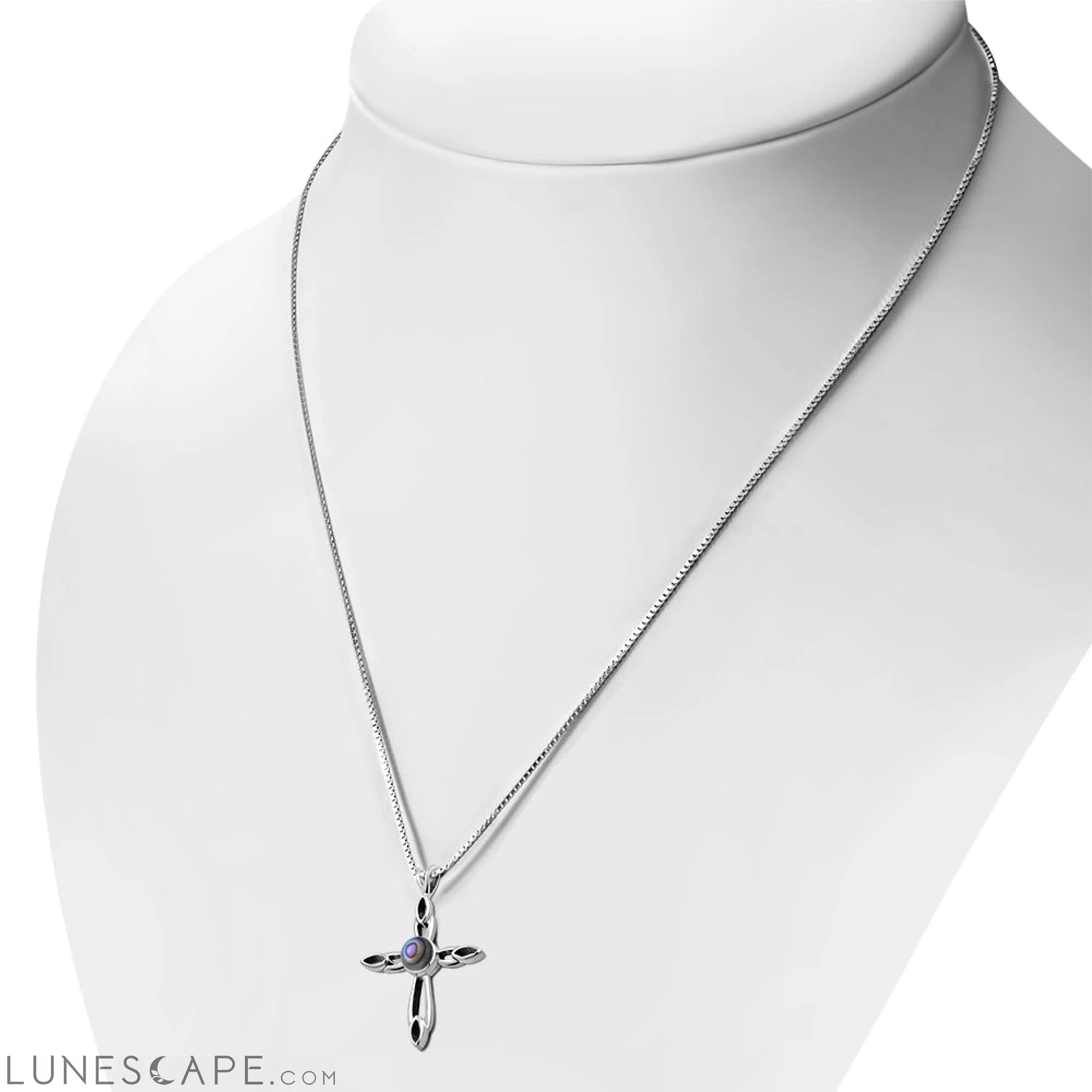 Abalone Shell Silver Cross Pendant LUNESCAPE