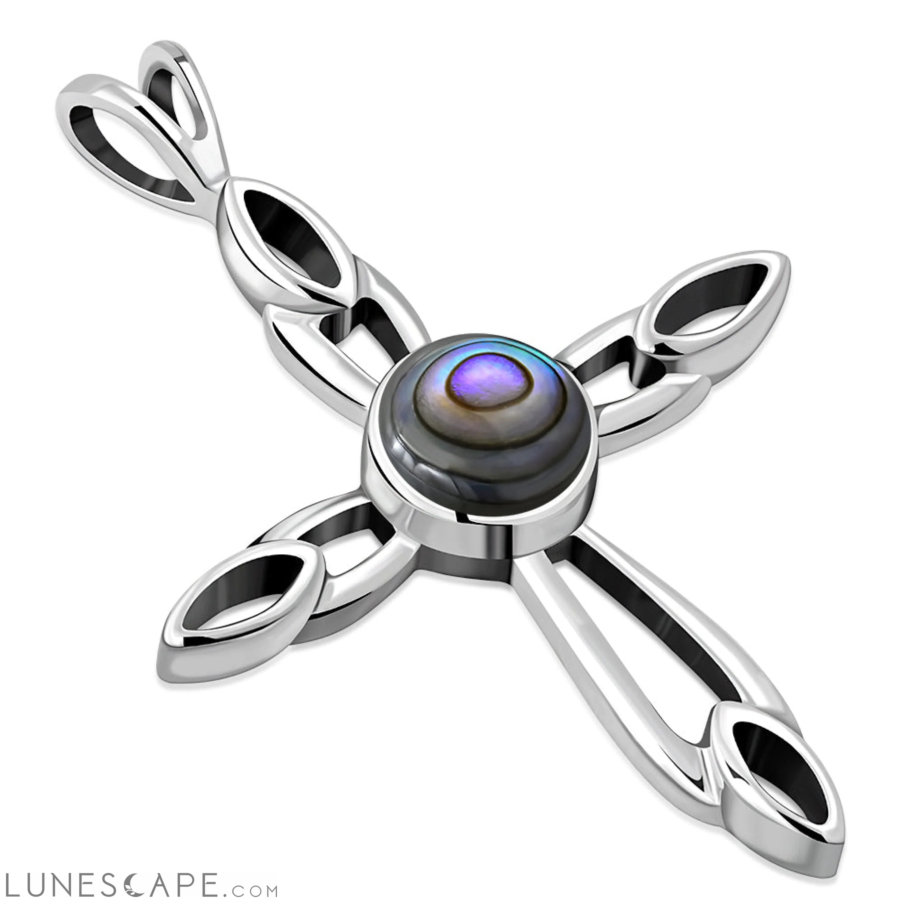 Abalone Shell Silver Cross Pendant LUNESCAPE