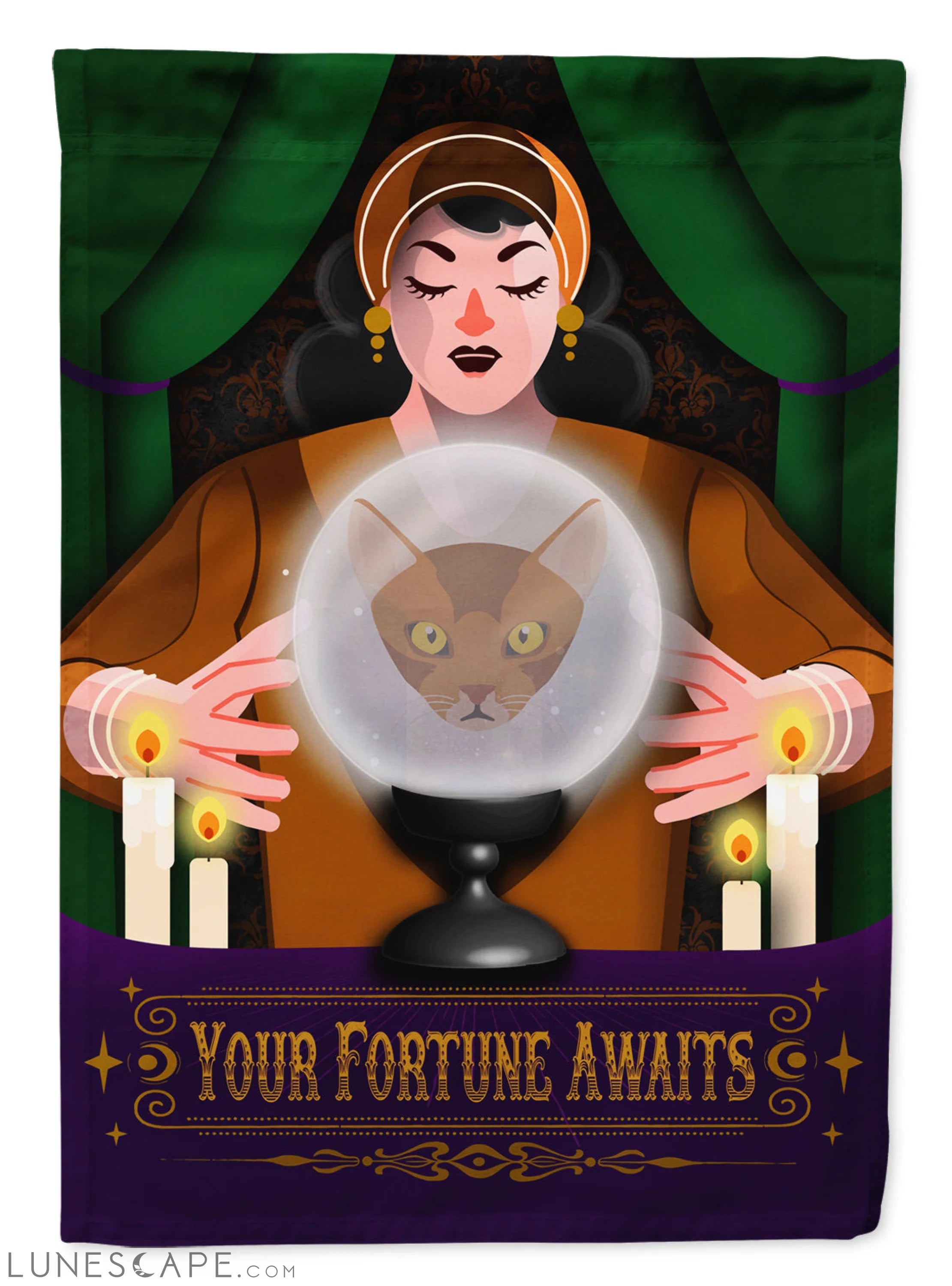 Abyssinian Cat Halloween Garden Flag LUNESCAPE