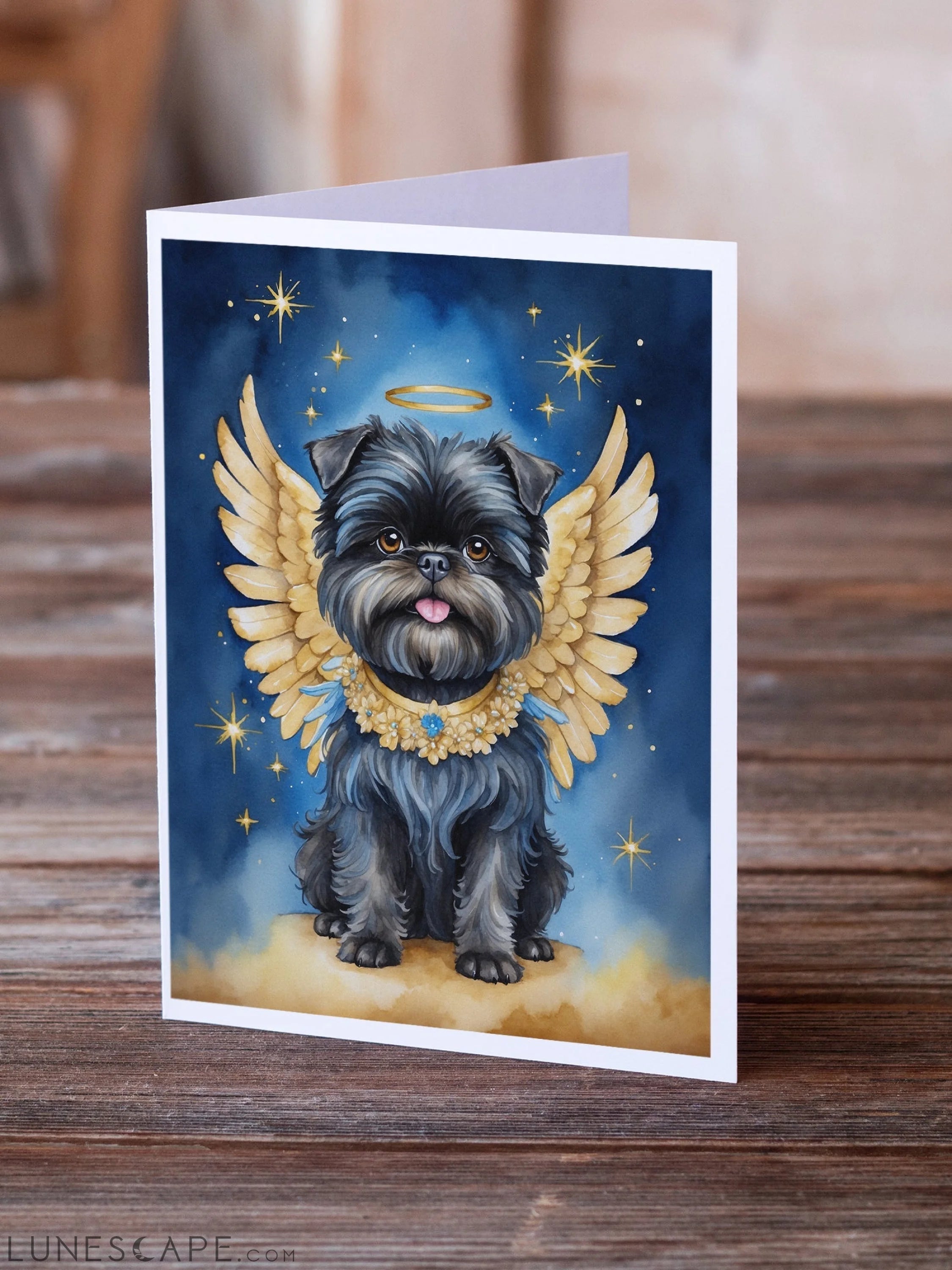 Affenpinscher My Angel Greeting Cards Pack of 8 LUNESCAPE