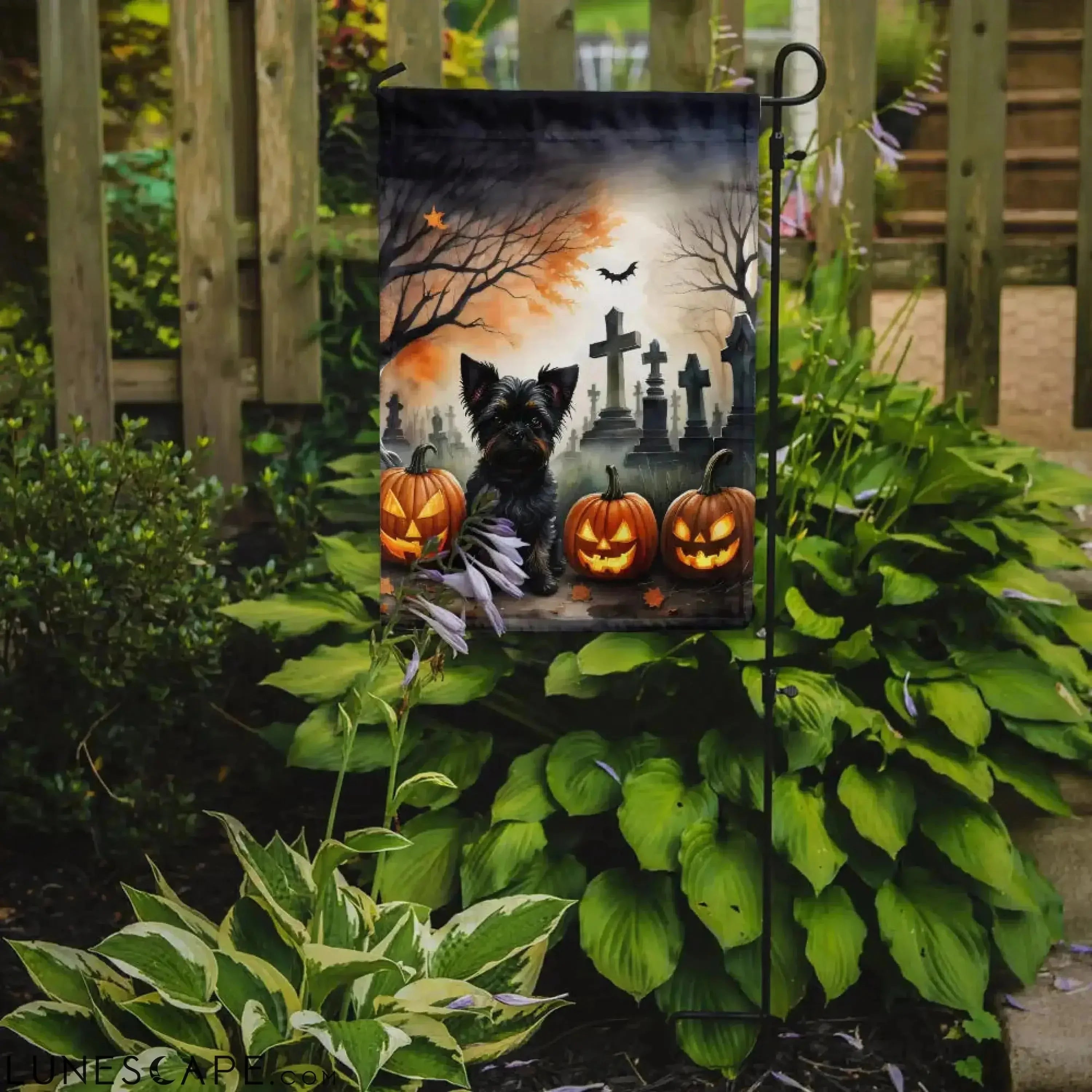 Affenpinscher Spooky Halloween Garden Flag LUNESCAPE