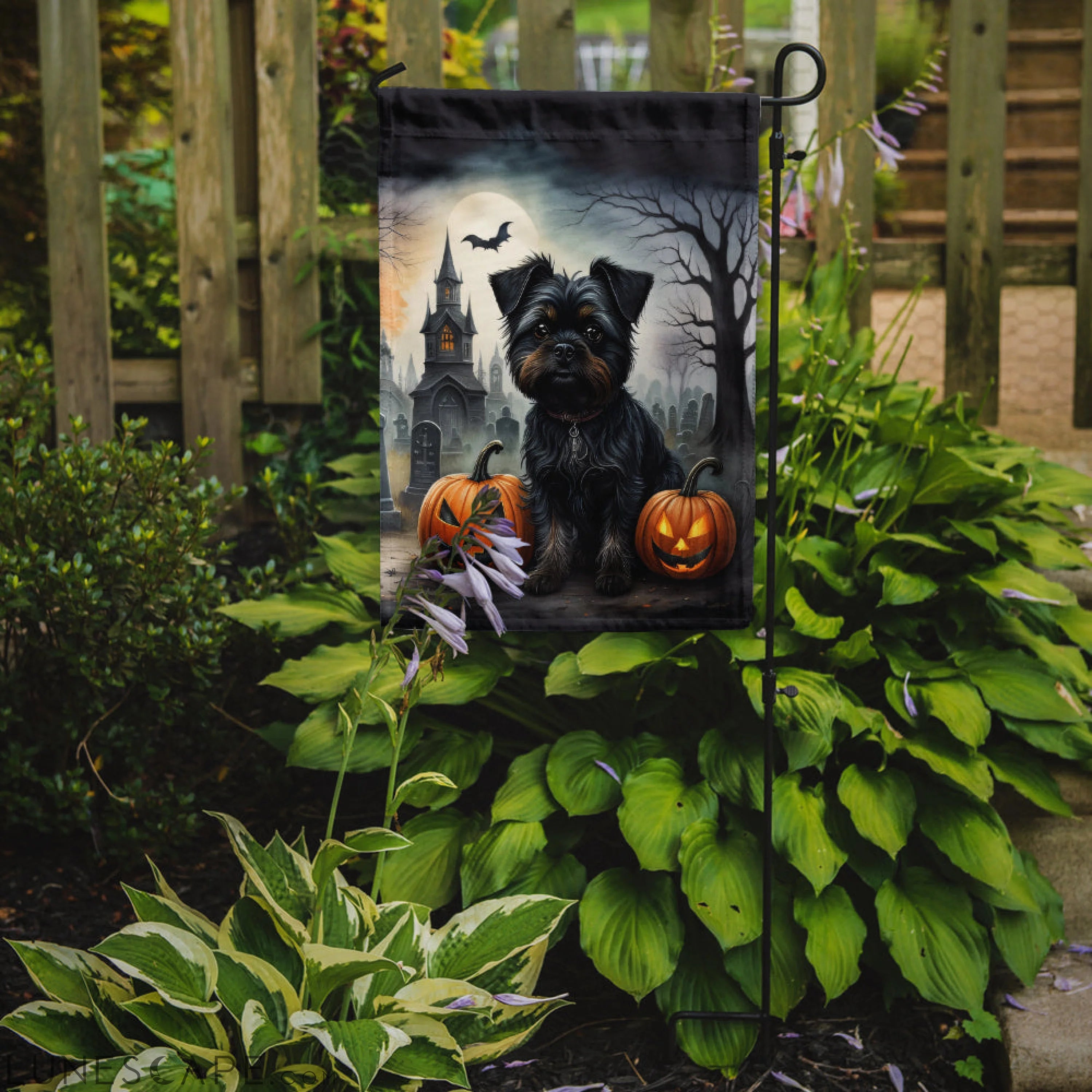 Affenpinscher Spooky Halloween Garden Flag LUNESCAPE