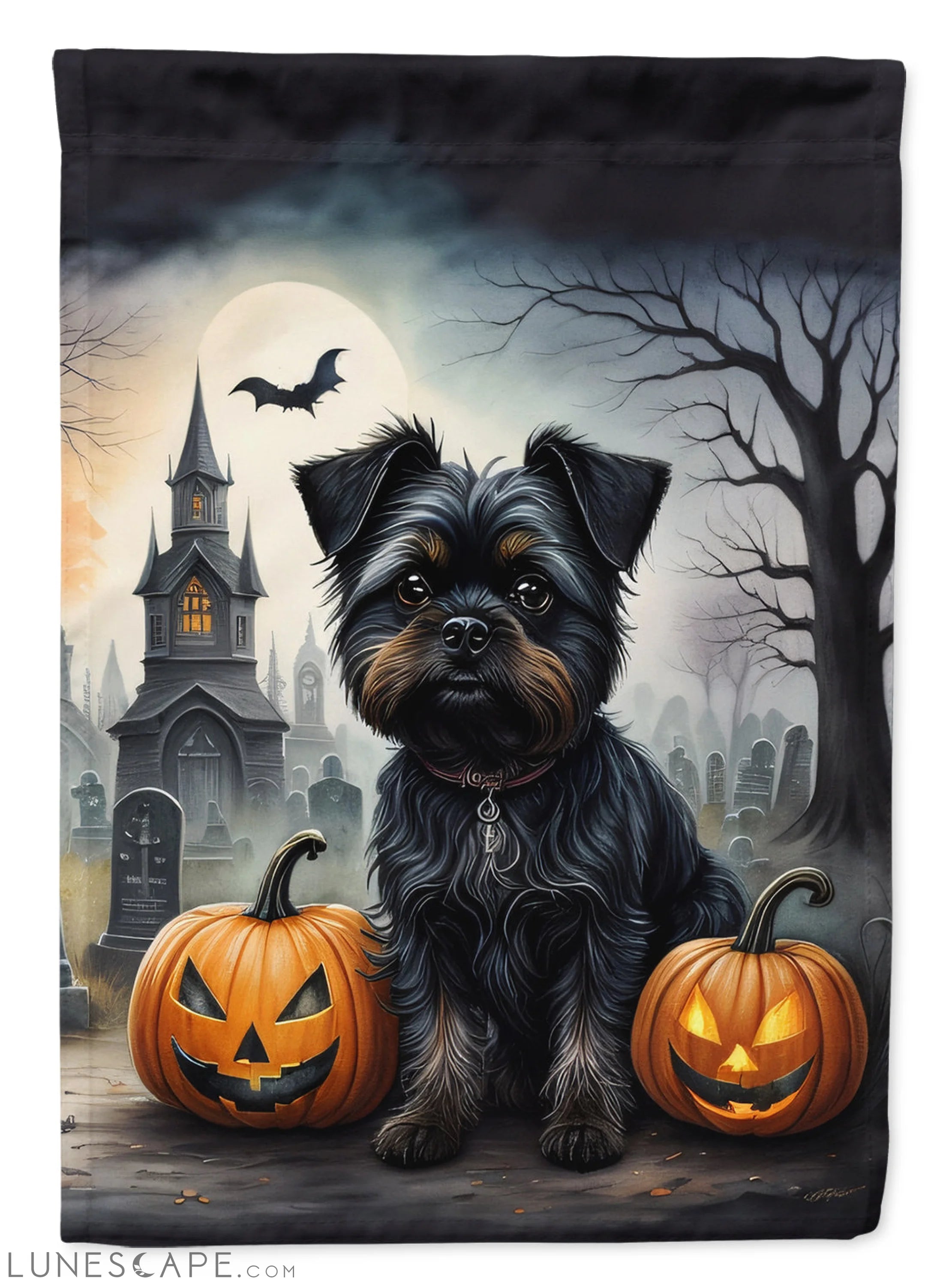Affenpinscher Spooky Halloween Garden Flag LUNESCAPE
