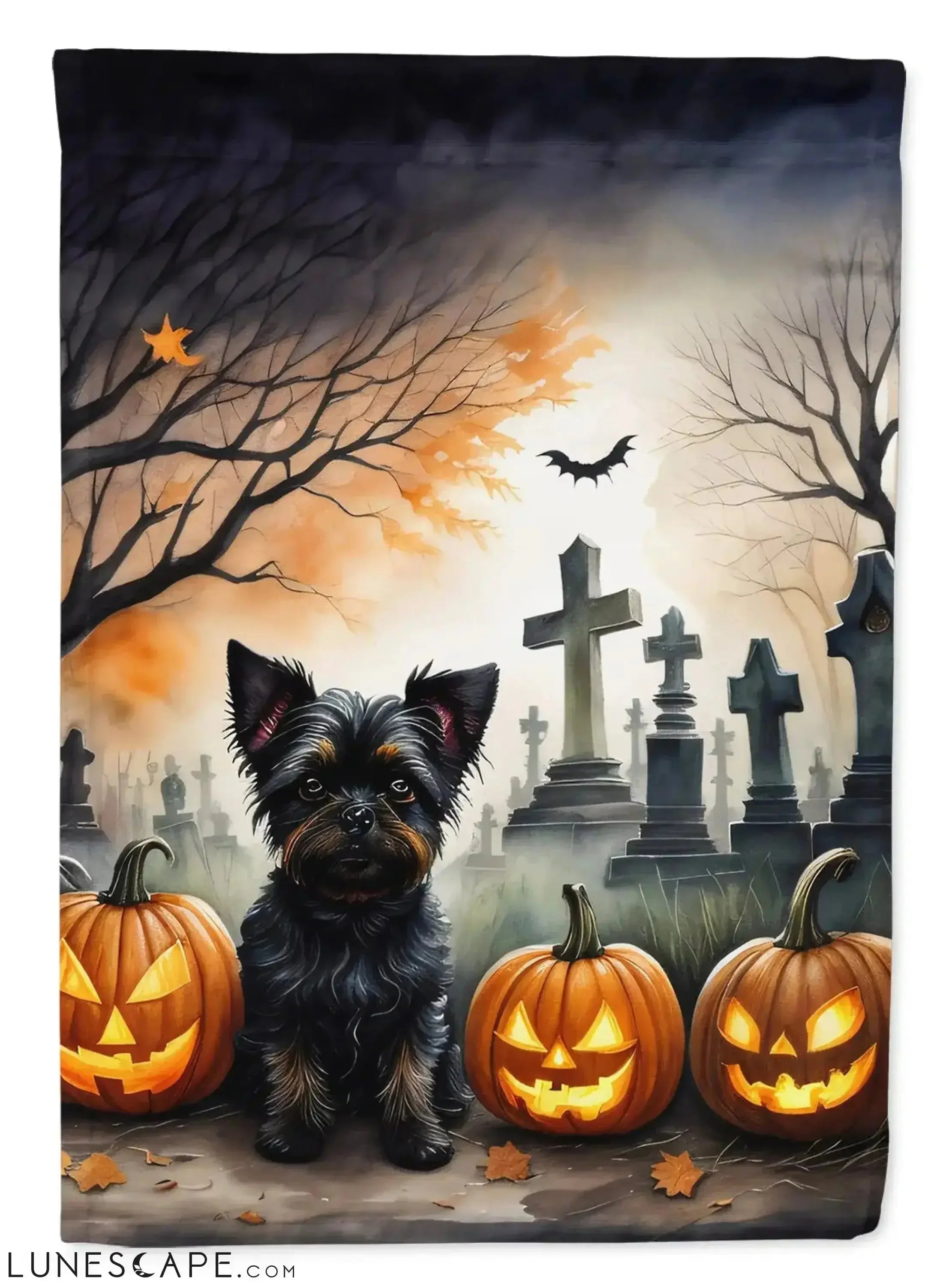 Affenpinscher Spooky Halloween Garden Flag LUNESCAPE