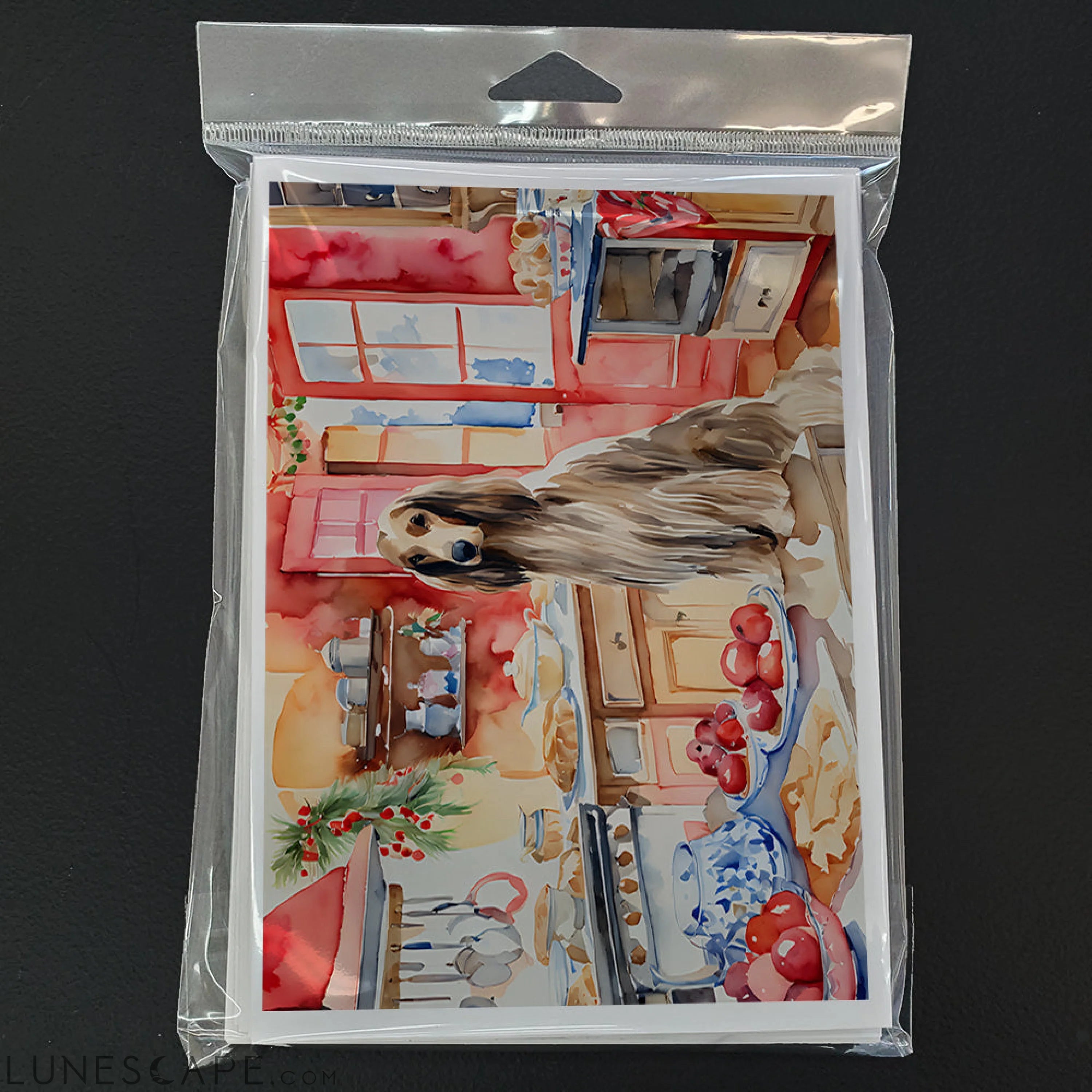 Afghan Hound Christmas Cookies Greeting Cards Pack of 8 LUNESCAPE