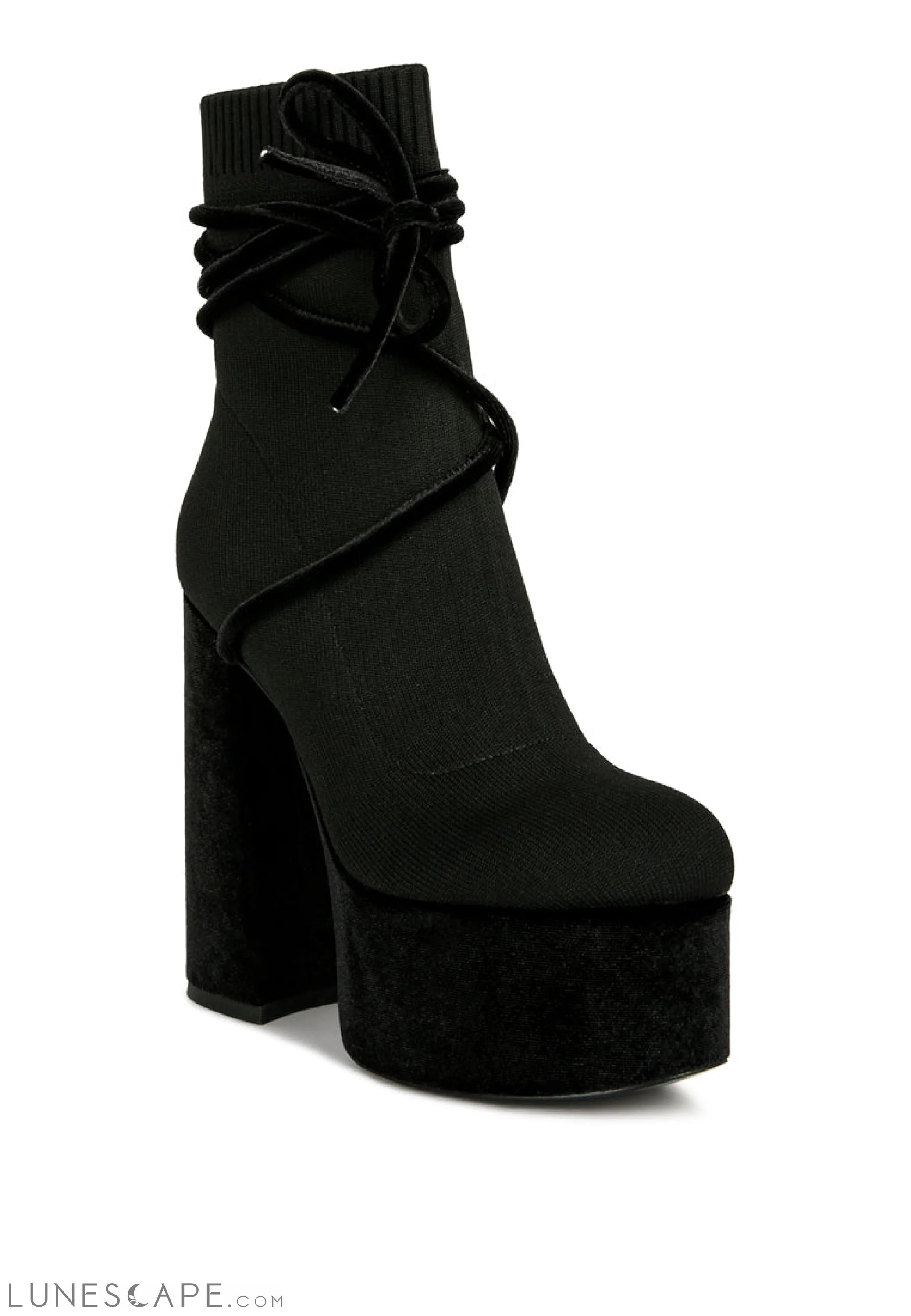 After Pay High Heel Velvet Knitted Boot LUNESCAPE