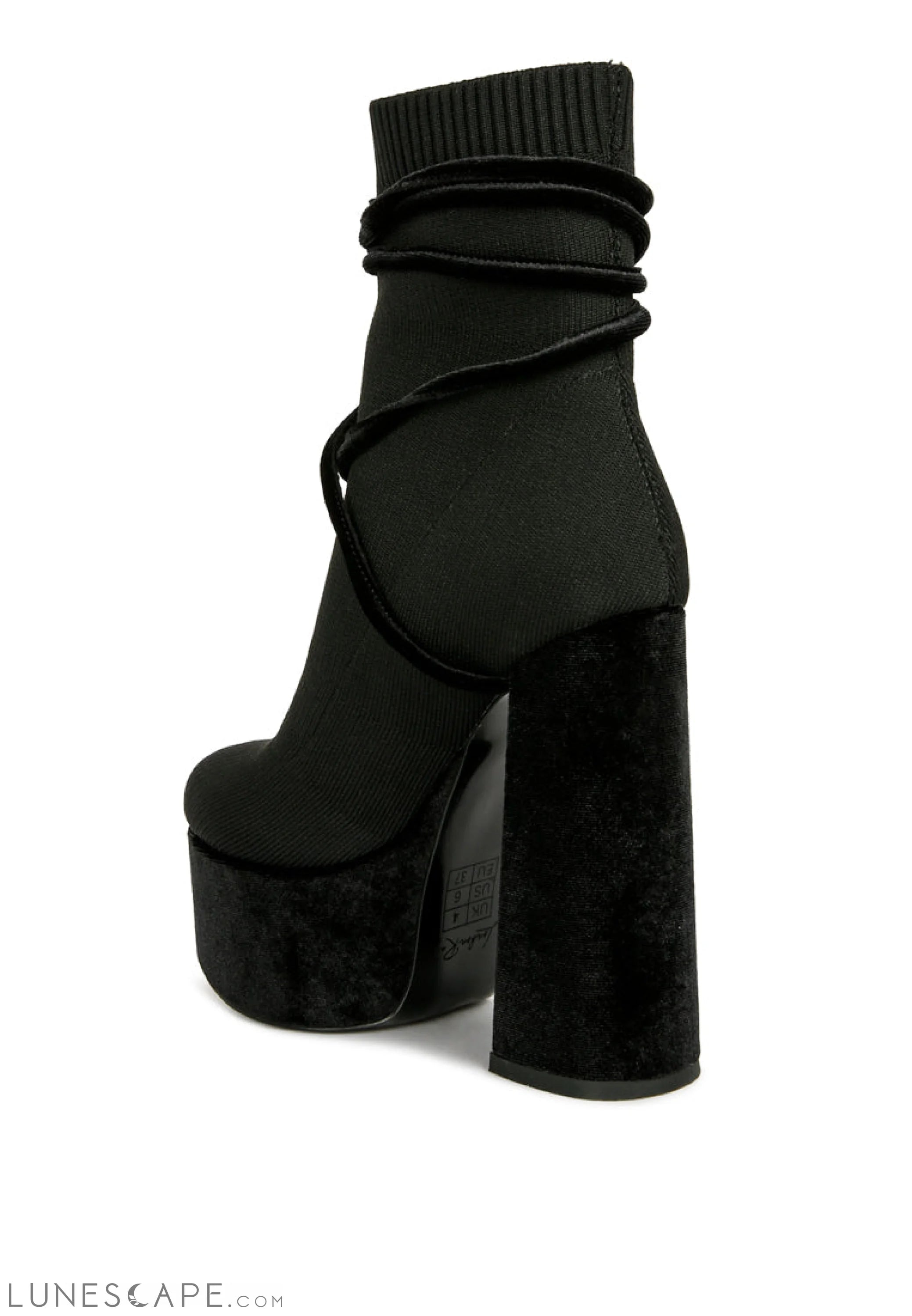 After Pay High Heel Velvet Knitted Boot LUNESCAPE