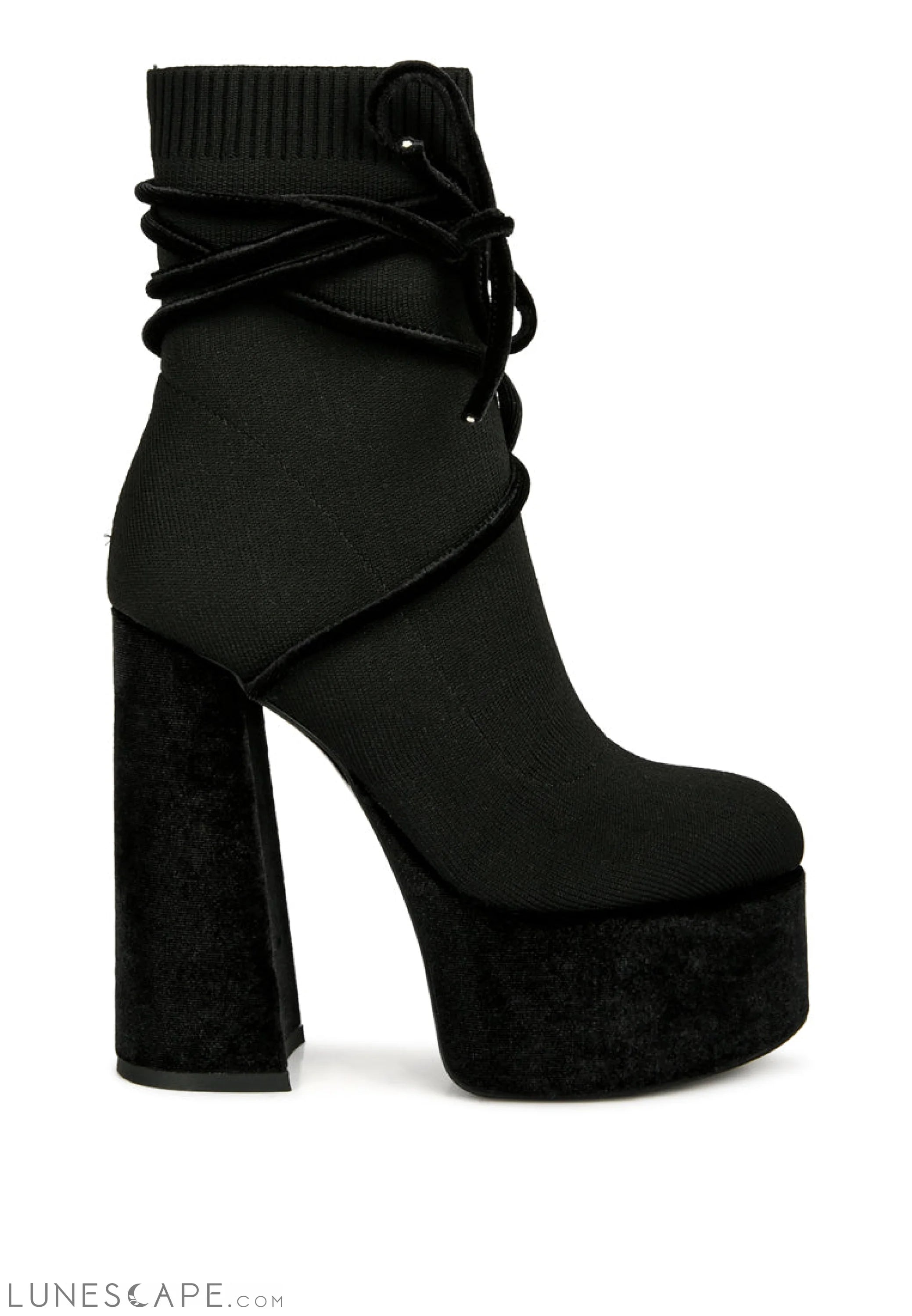 After Pay High Heel Velvet Knitted Boot LUNESCAPE