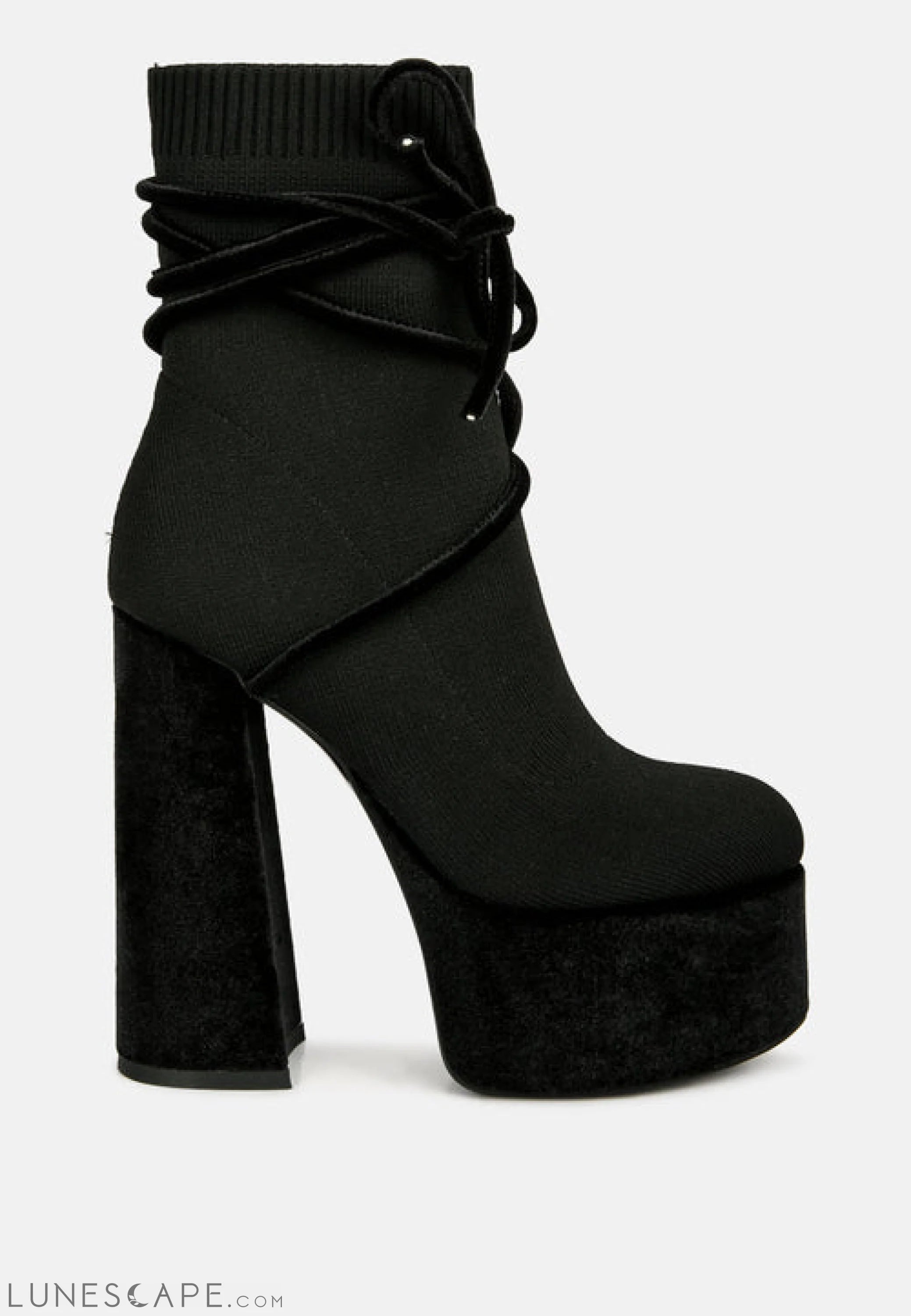After Pay High Heel Velvet Knitted Boot LUNESCAPE