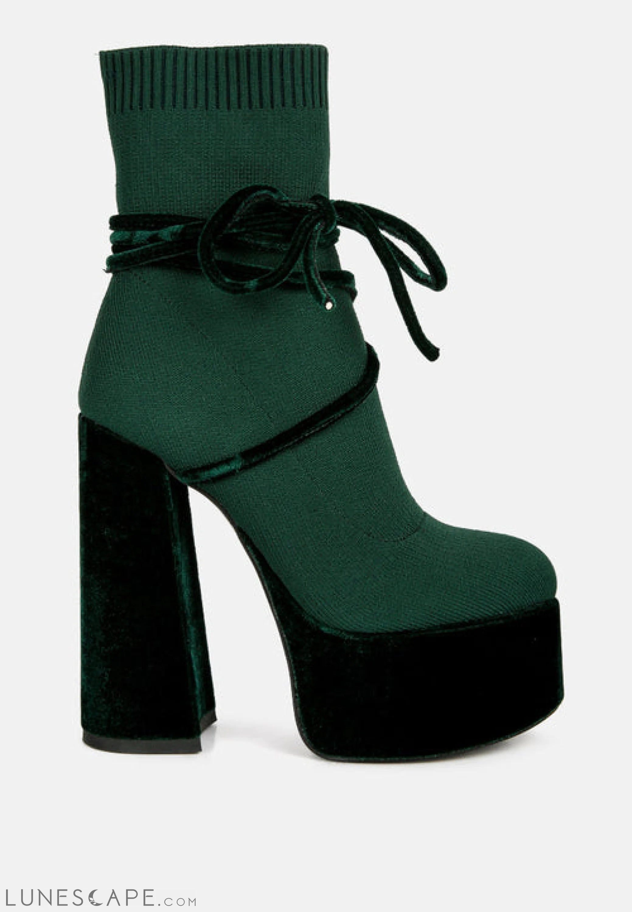 After Pay High Heel Velvet Knitted Boot LUNESCAPE