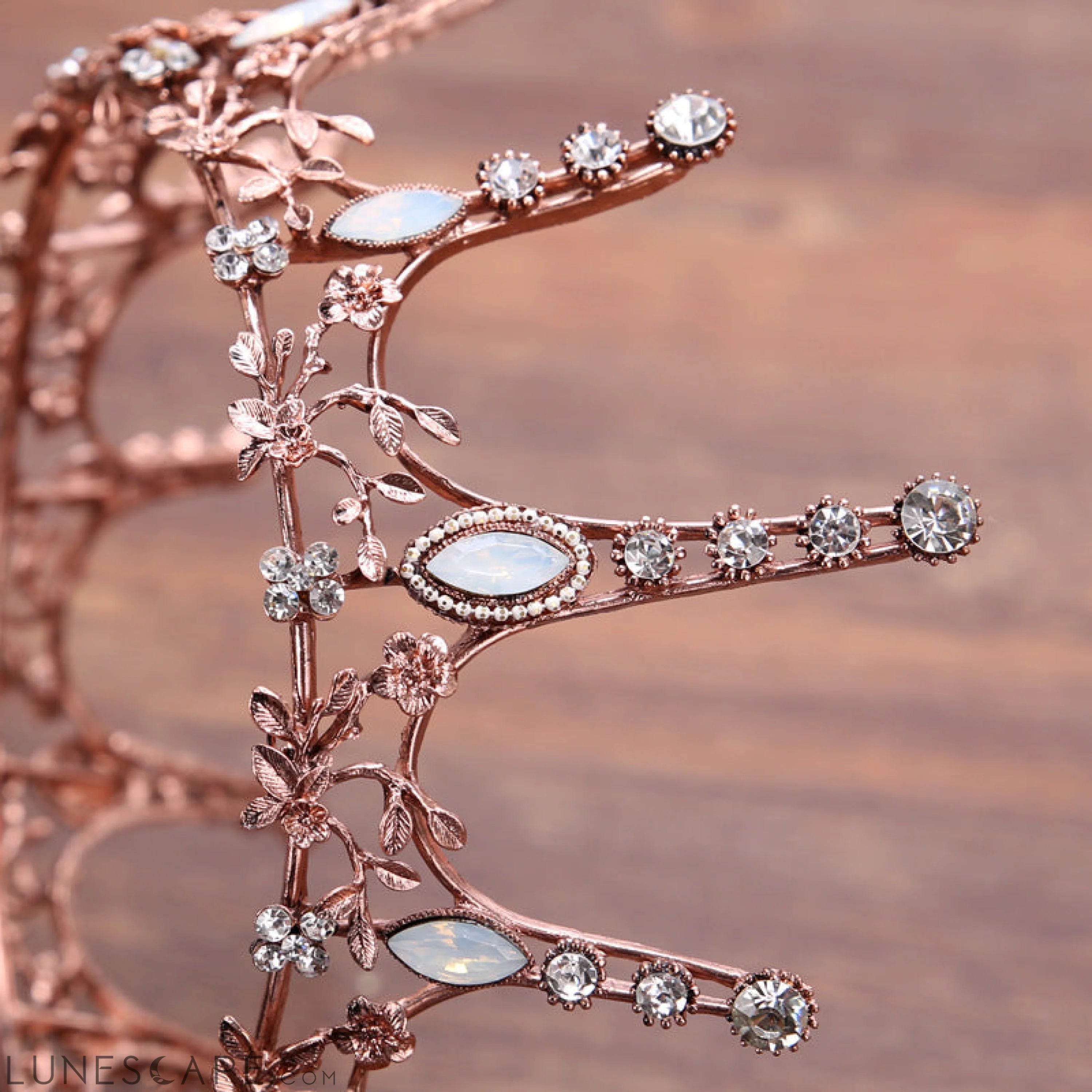 Aggressively Rosy Crown Tiara in Rose Gold and Opal | Royalty Crown LUNESCAPE