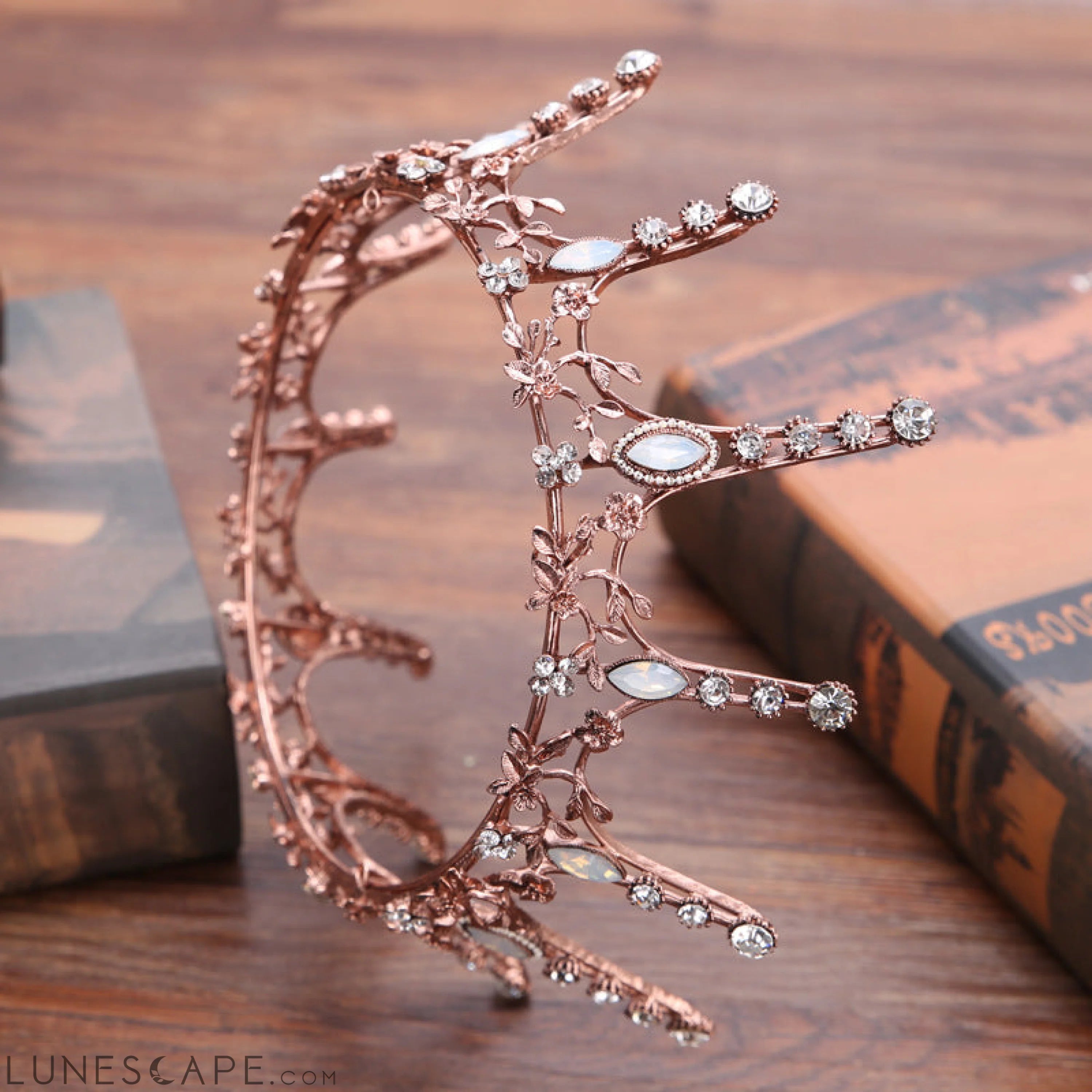 Aggressively Rosy Crown Tiara in Rose Gold and Opal | Royalty Crown LUNESCAPE