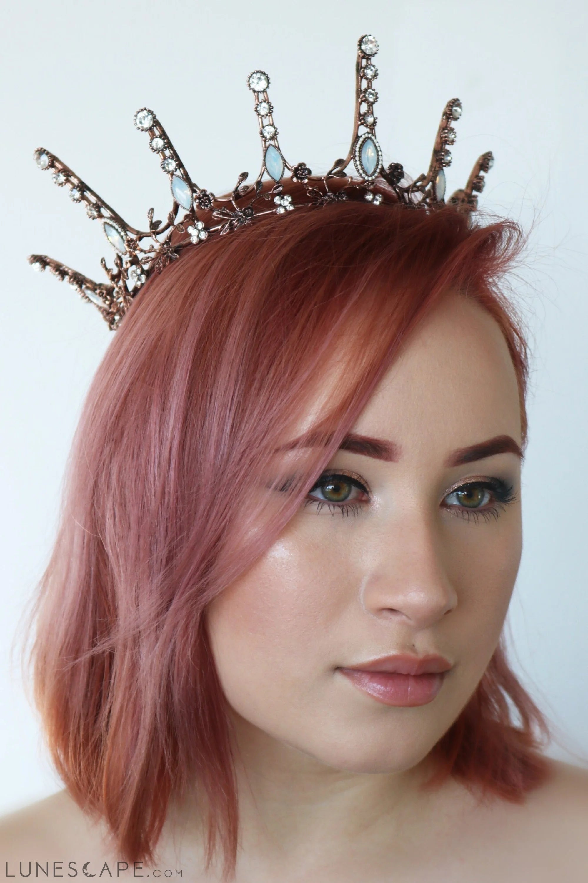 Aggressively Rosy Crown Tiara in Rose Gold and Opal | Royalty Crown LUNESCAPE