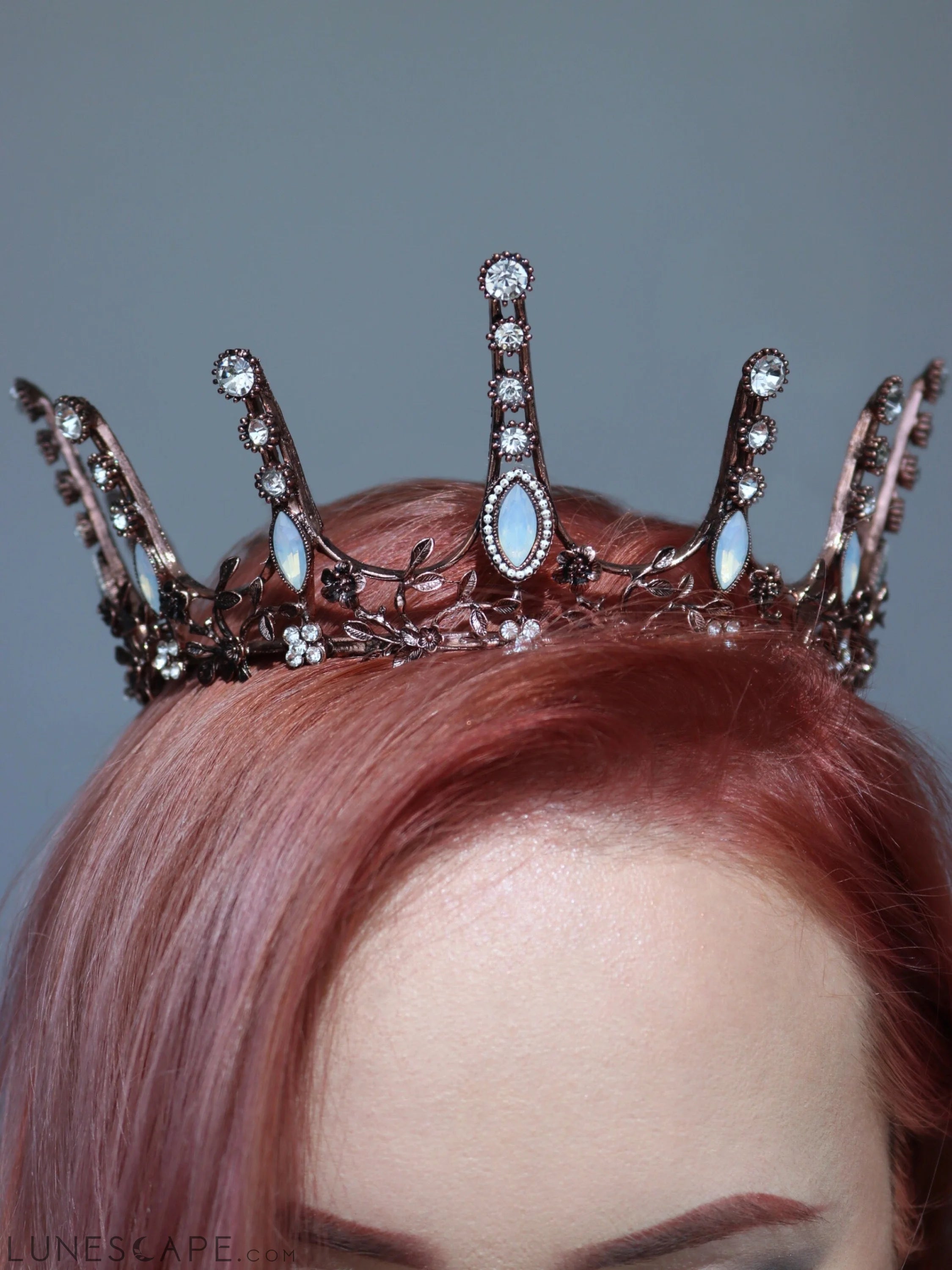 Aggressively Rosy Crown Tiara in Rose Gold and Opal | Royalty Crown LUNESCAPE