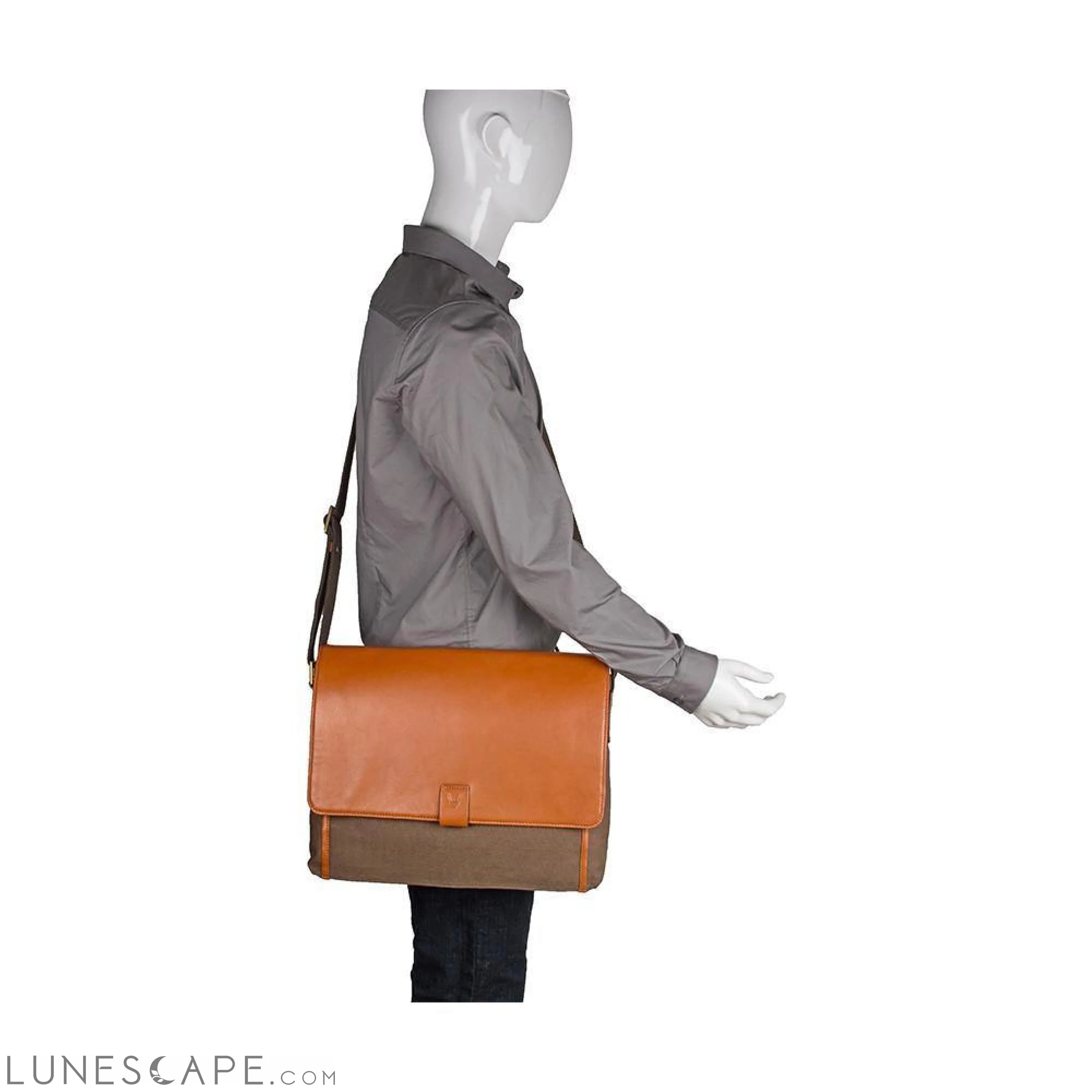 Aiden Canvas Leather Laptop Messenger Bag LUNESCAPE
