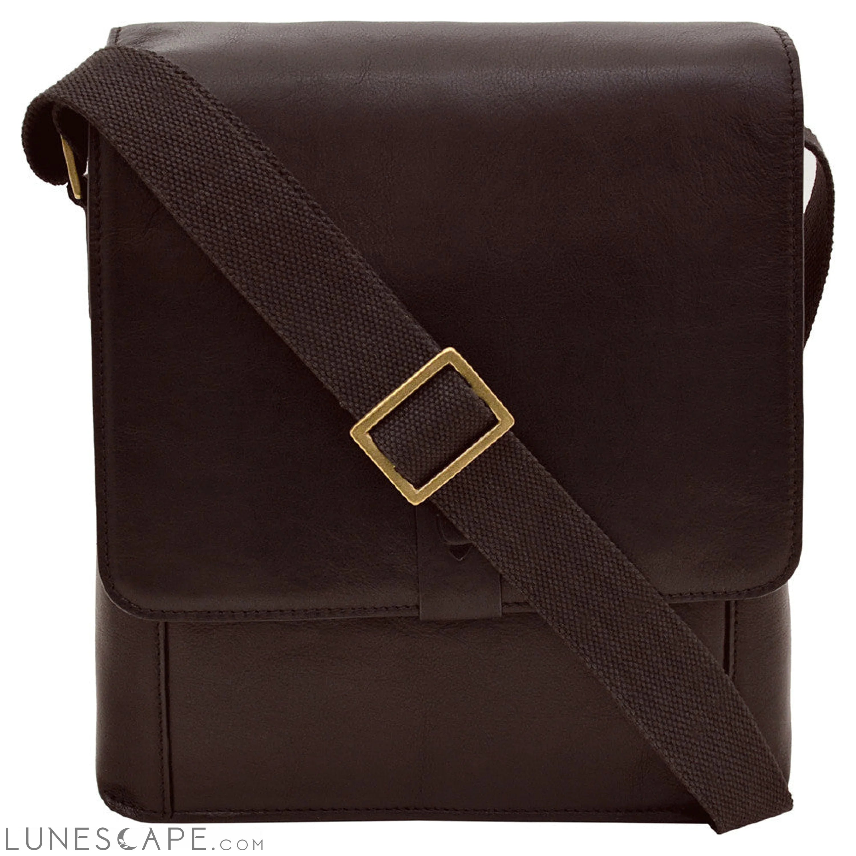 Aiden Genuine Leather Medium Crossbody Messenger Bag / 10.5" iPad Bag LUNESCAPE