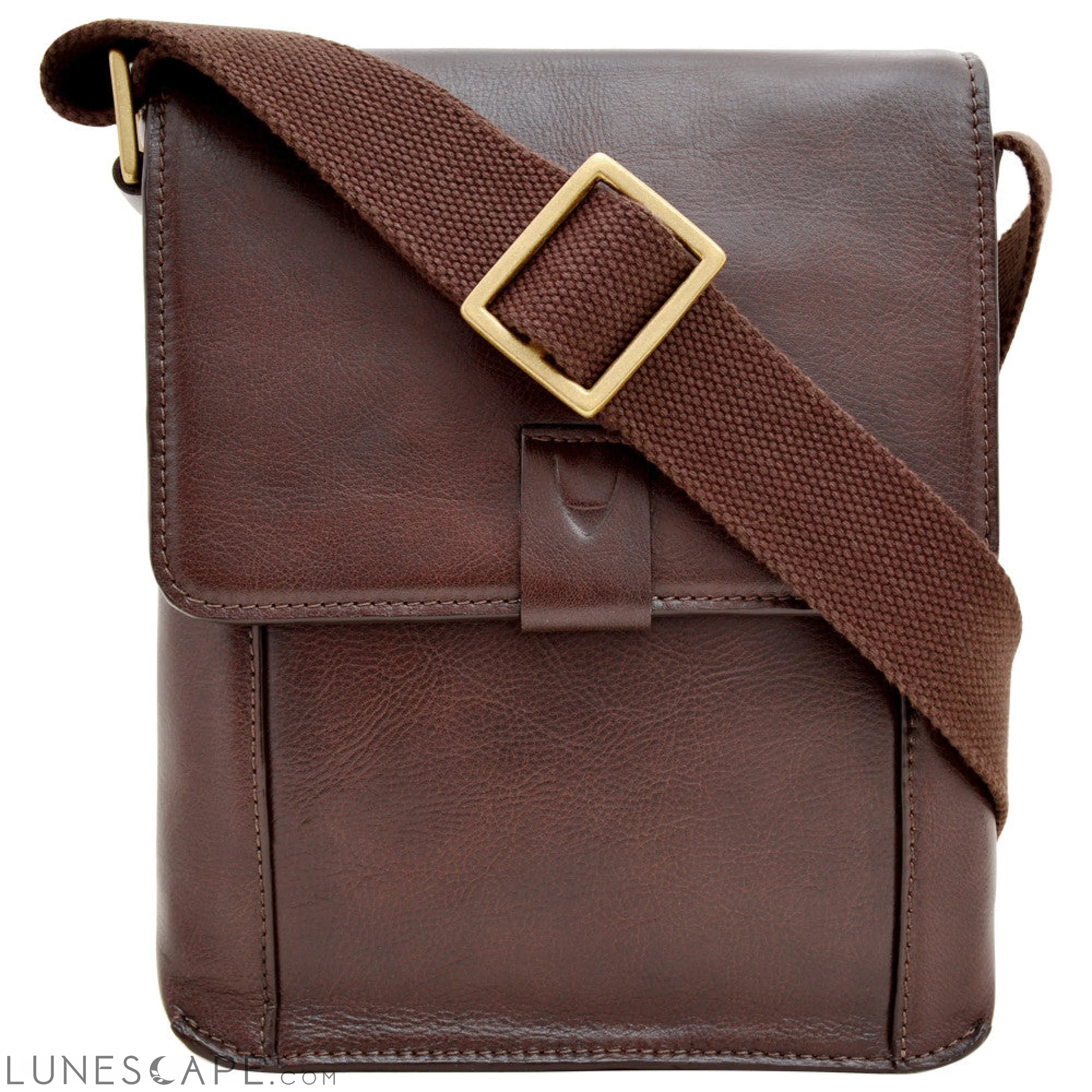 Aiden Genuine Leather Mini Crossbody Messenger Bag / 10.5" iPad Bag LUNESCAPE