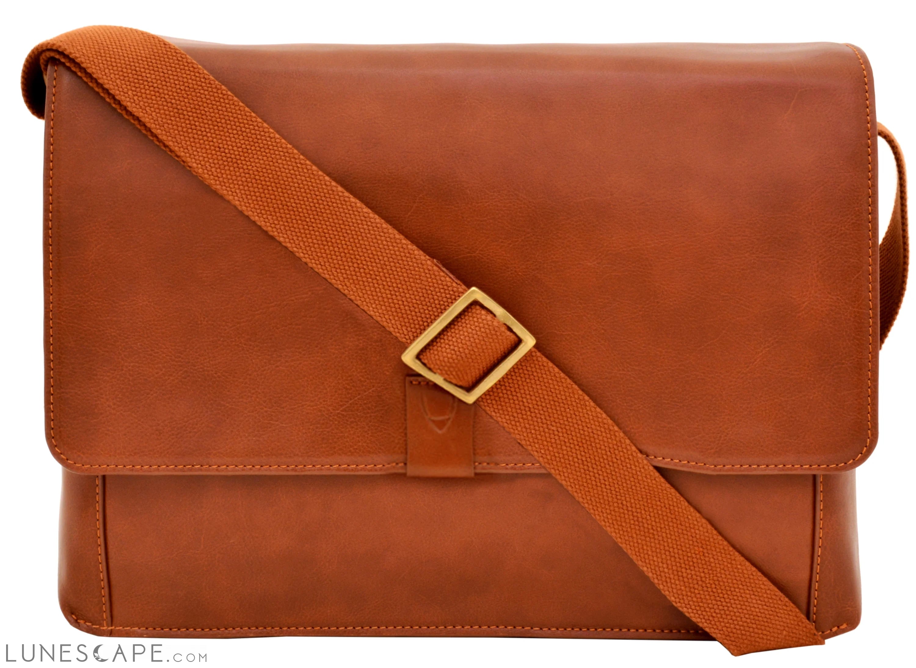 Aiden Leather Business Laptop Messenger Cross Body Bag LUNESCAPE