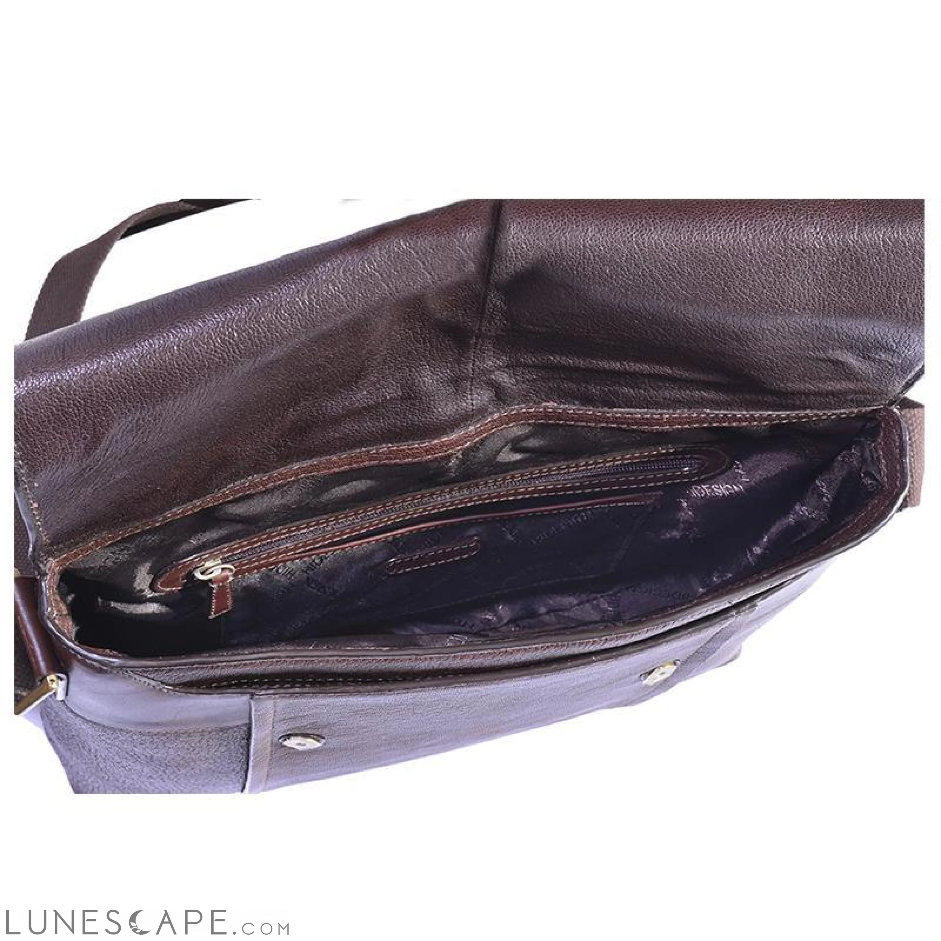 Aiden Medium Leather Messenger Cross Body Bag LUNESCAPE