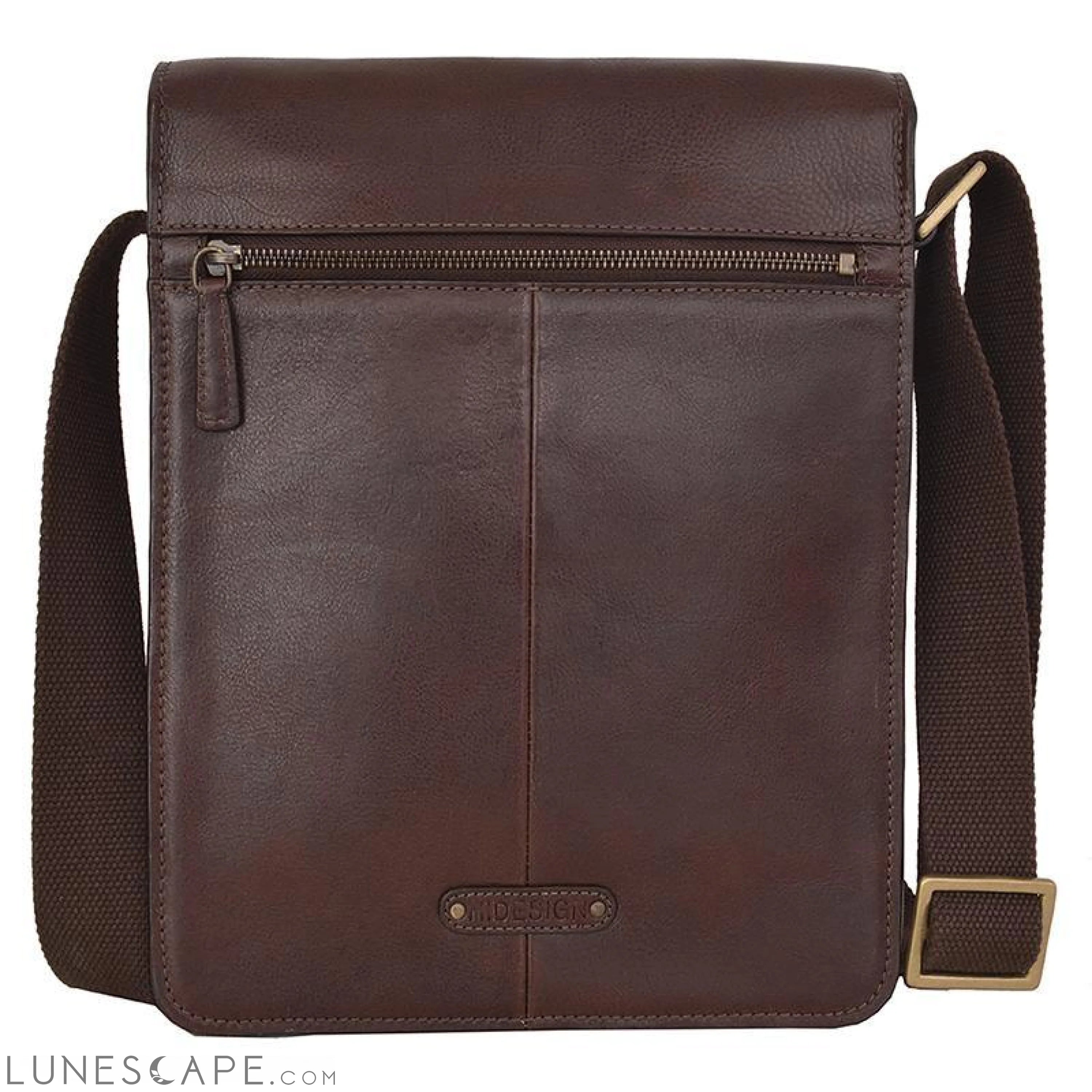 Aiden Medium Leather Messenger Cross Body Bag LUNESCAPE
