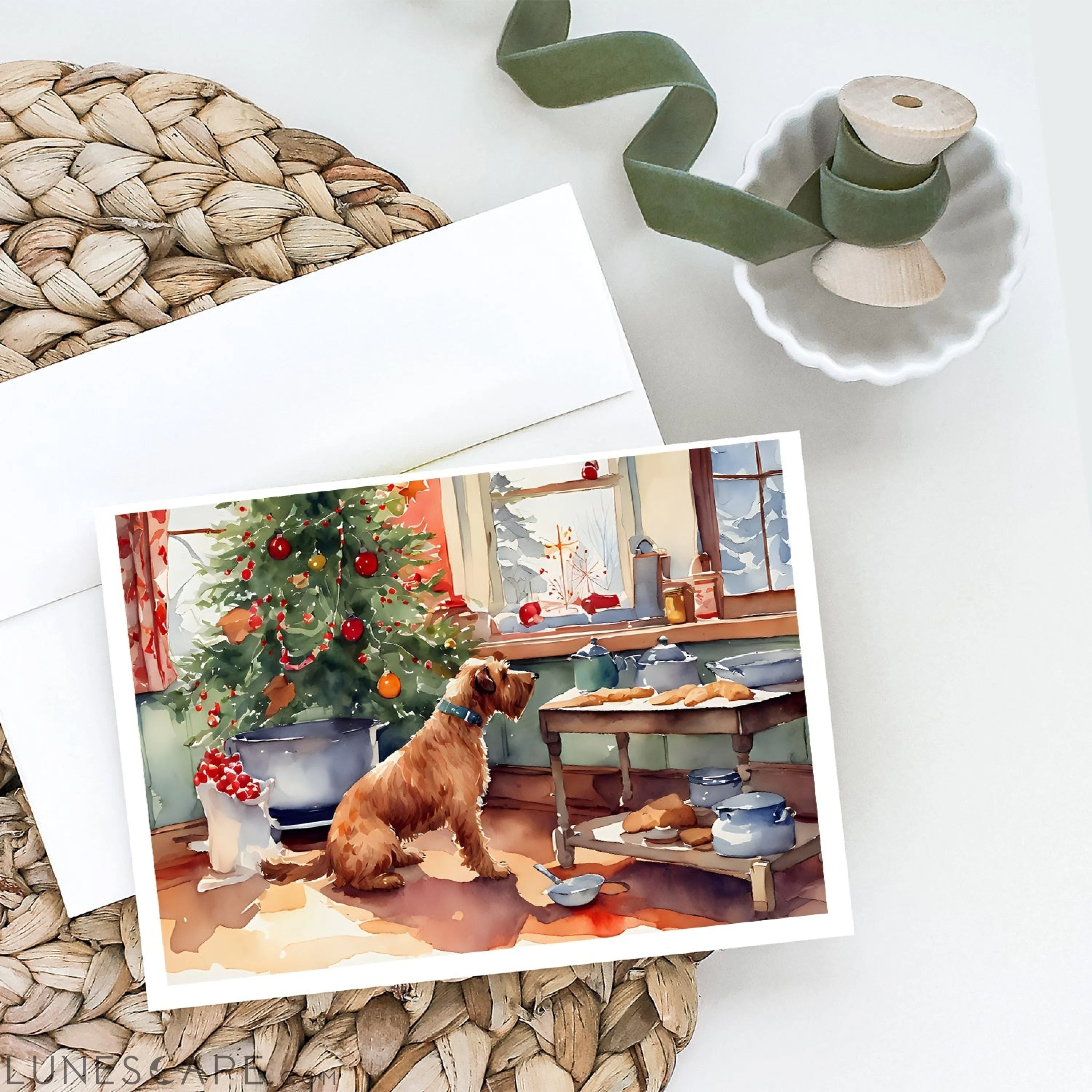 Airedale Terrier Christmas Cookies Greeting Cards Pack of 8 LUNESCAPE