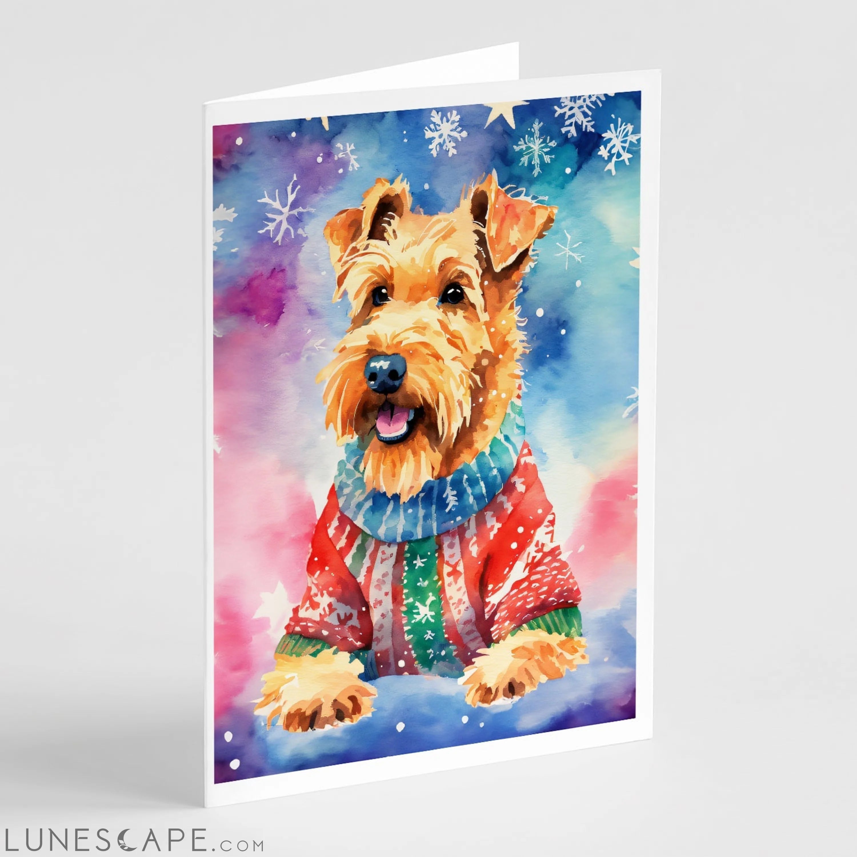 Airedale Terrier Christmas Greeting Cards Pack of 8 LUNESCAPE