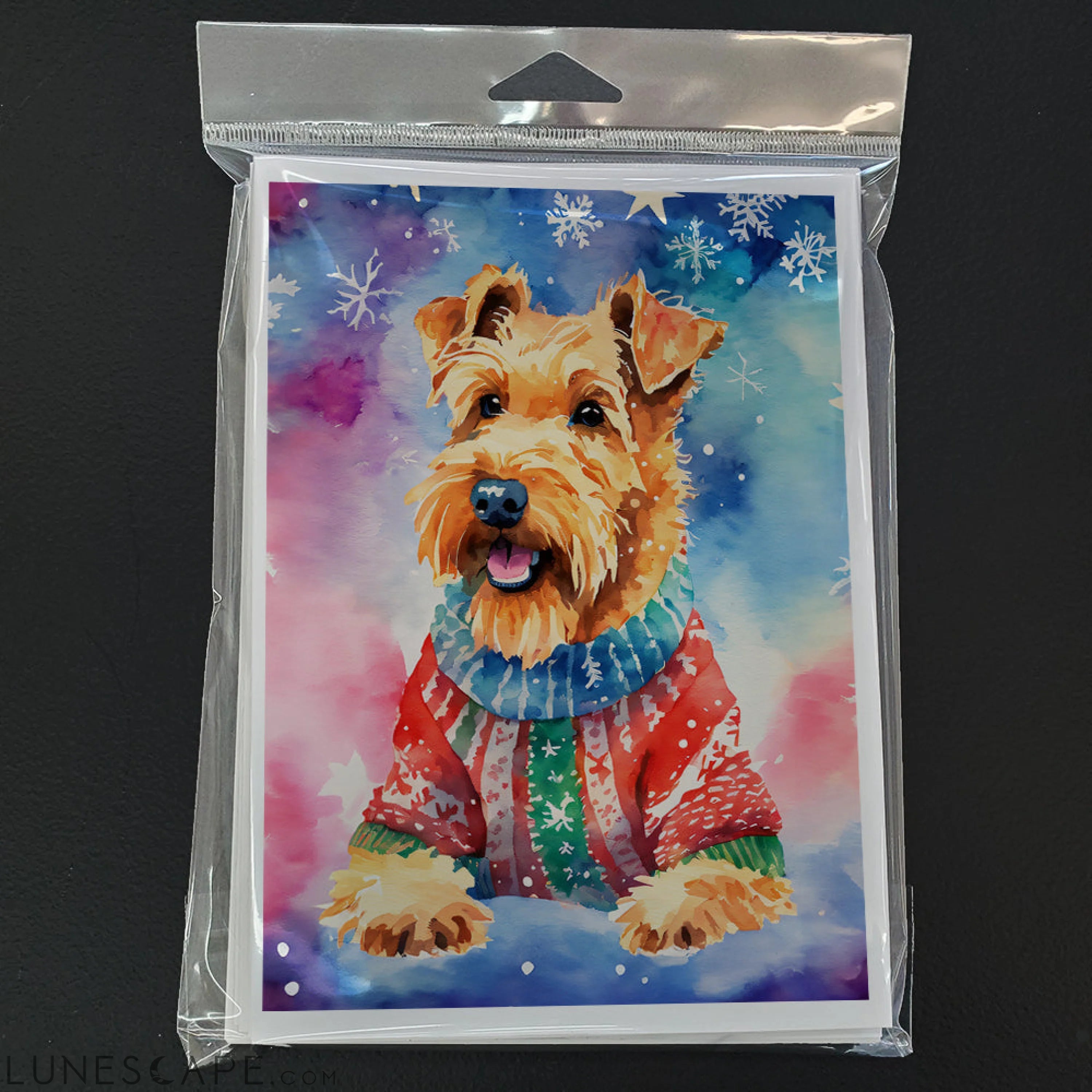 Airedale Terrier Christmas Greeting Cards Pack of 8 LUNESCAPE