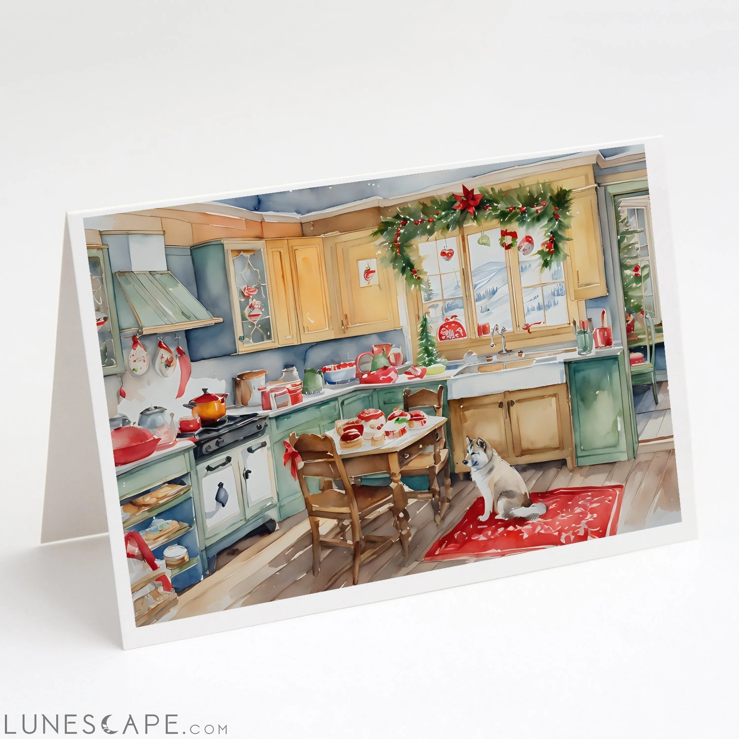 Alaskan Klee Kai Christmas Cookies Greeting Cards Pack of 8 LUNESCAPE