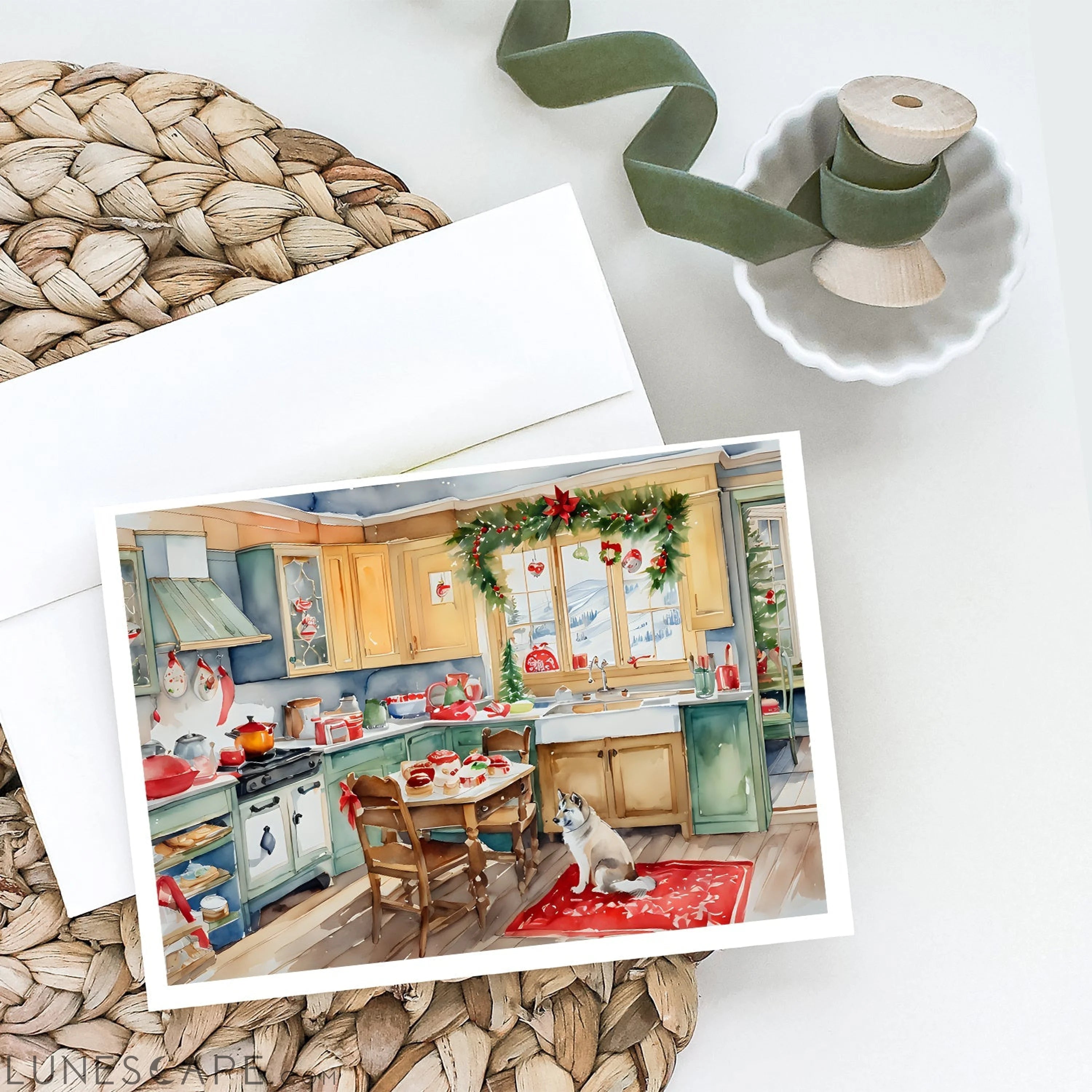 Alaskan Klee Kai Christmas Cookies Greeting Cards Pack of 8 LUNESCAPE